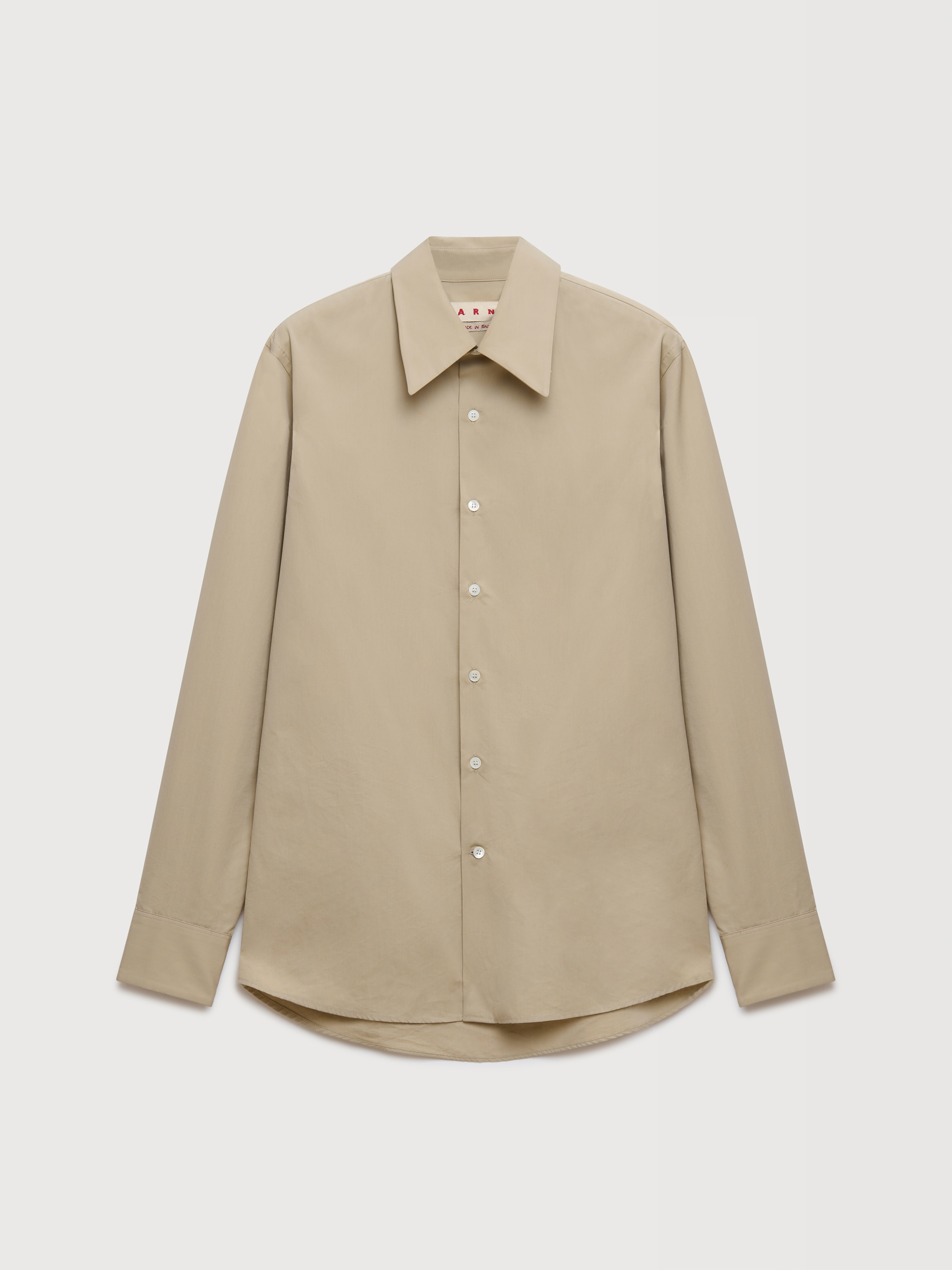 Camicia sartoriale in popeline beige - Camicie - Image 1