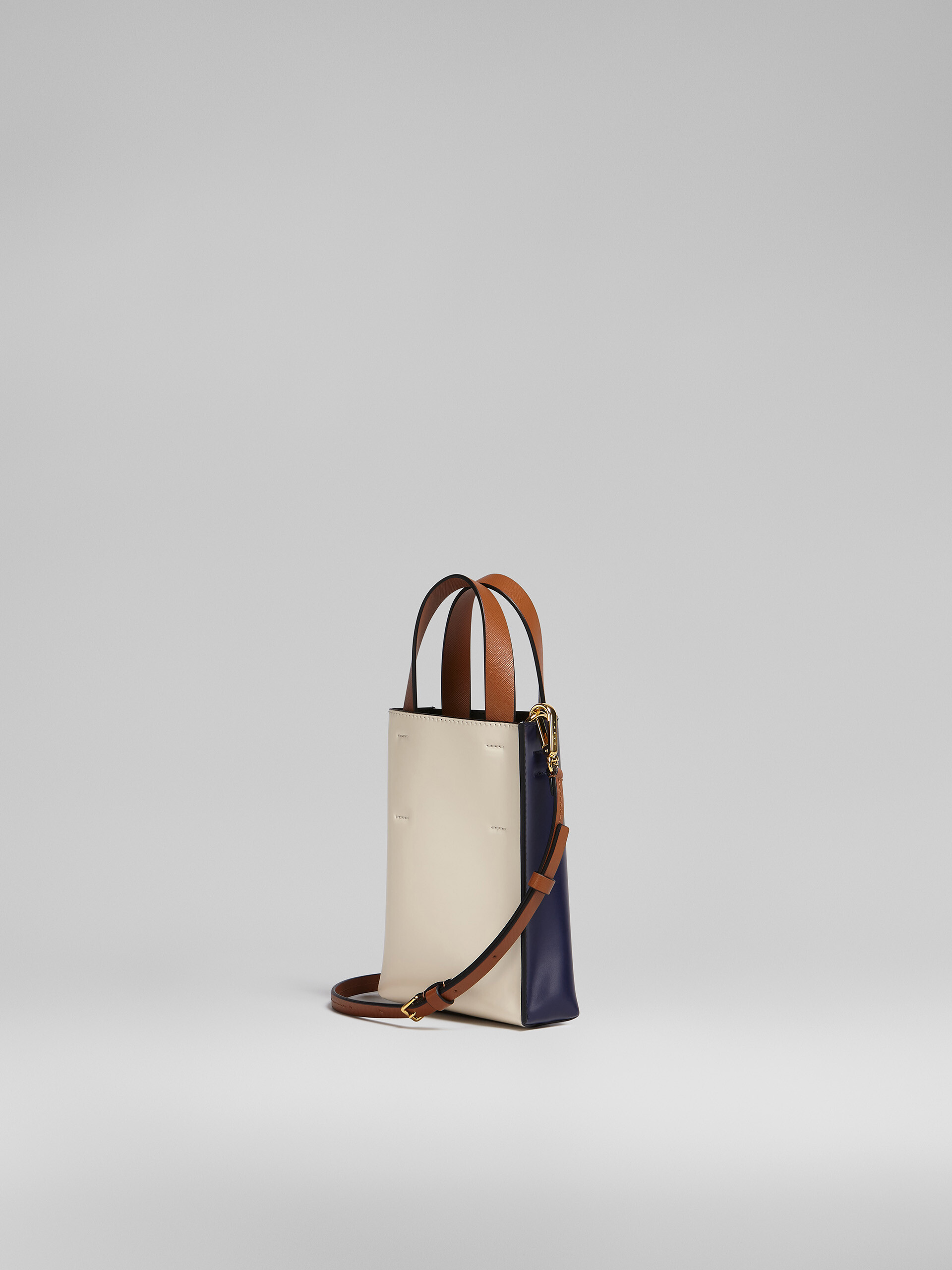 MUSEO nano bag in blue and white leather - Shopping Bags - Image 3