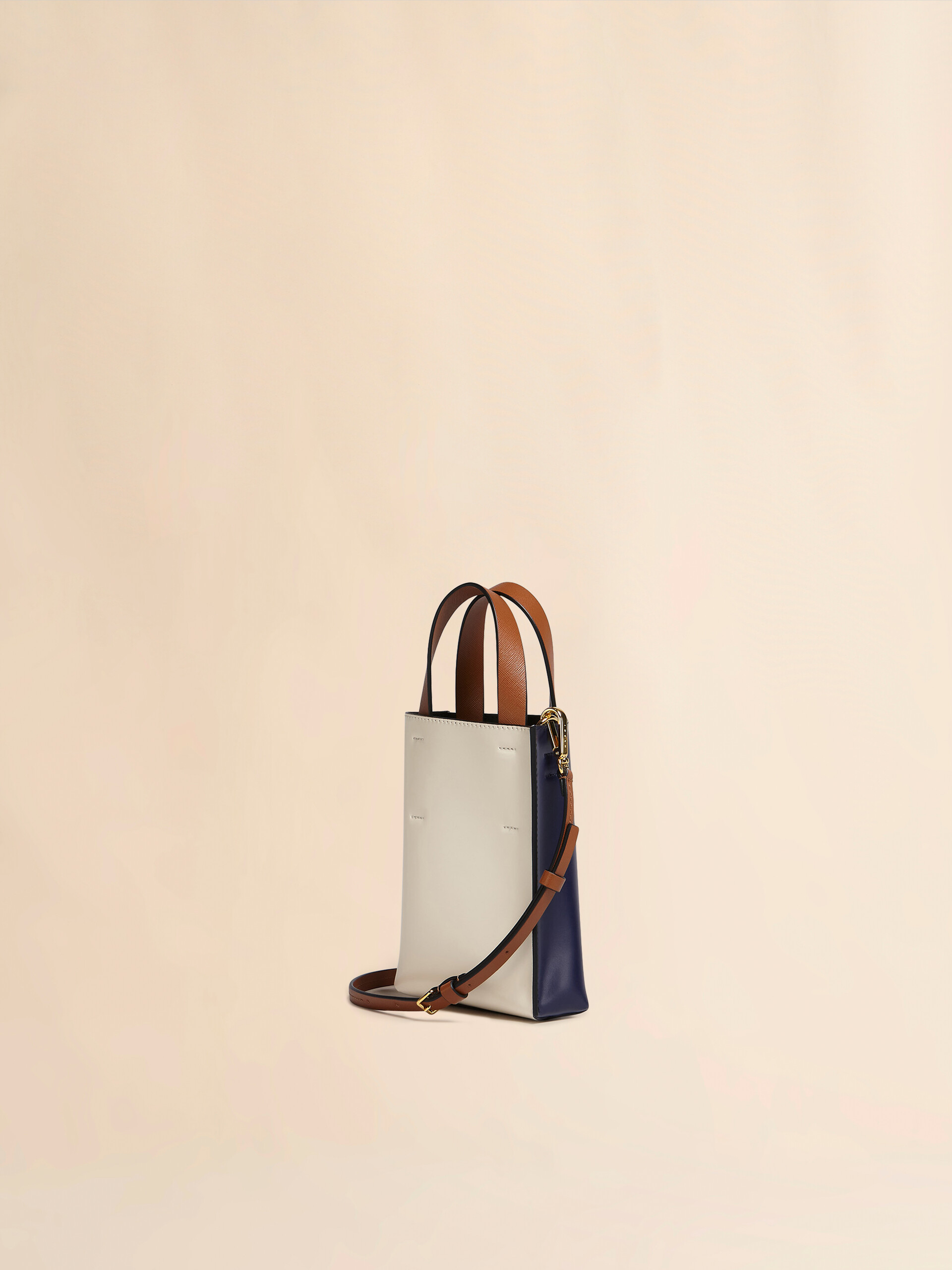 MUSEO bag nano in pelle blu e bianca - Borse shopping - Image 3