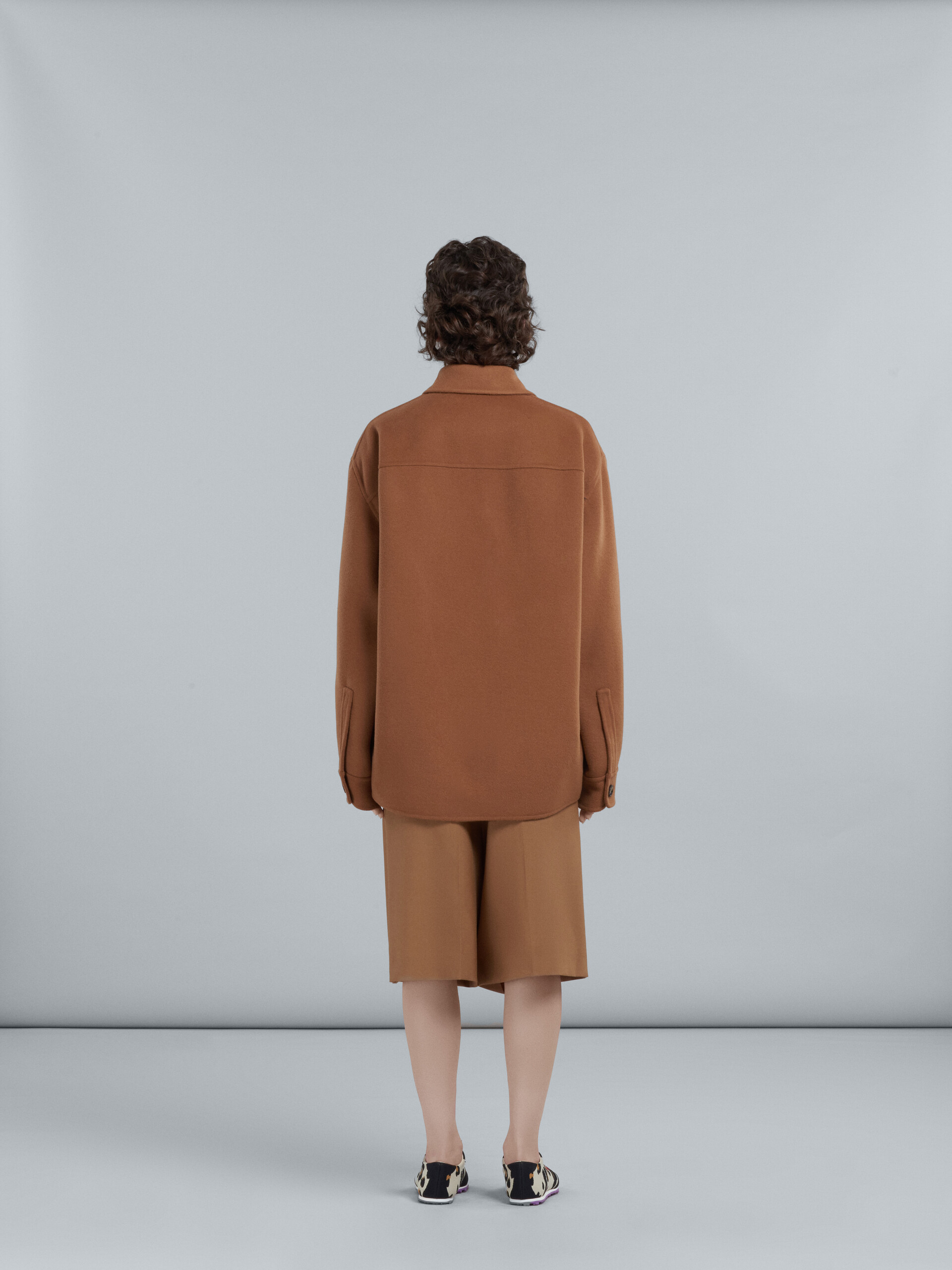 Long brown wool overshirt - Jackets - Image 3