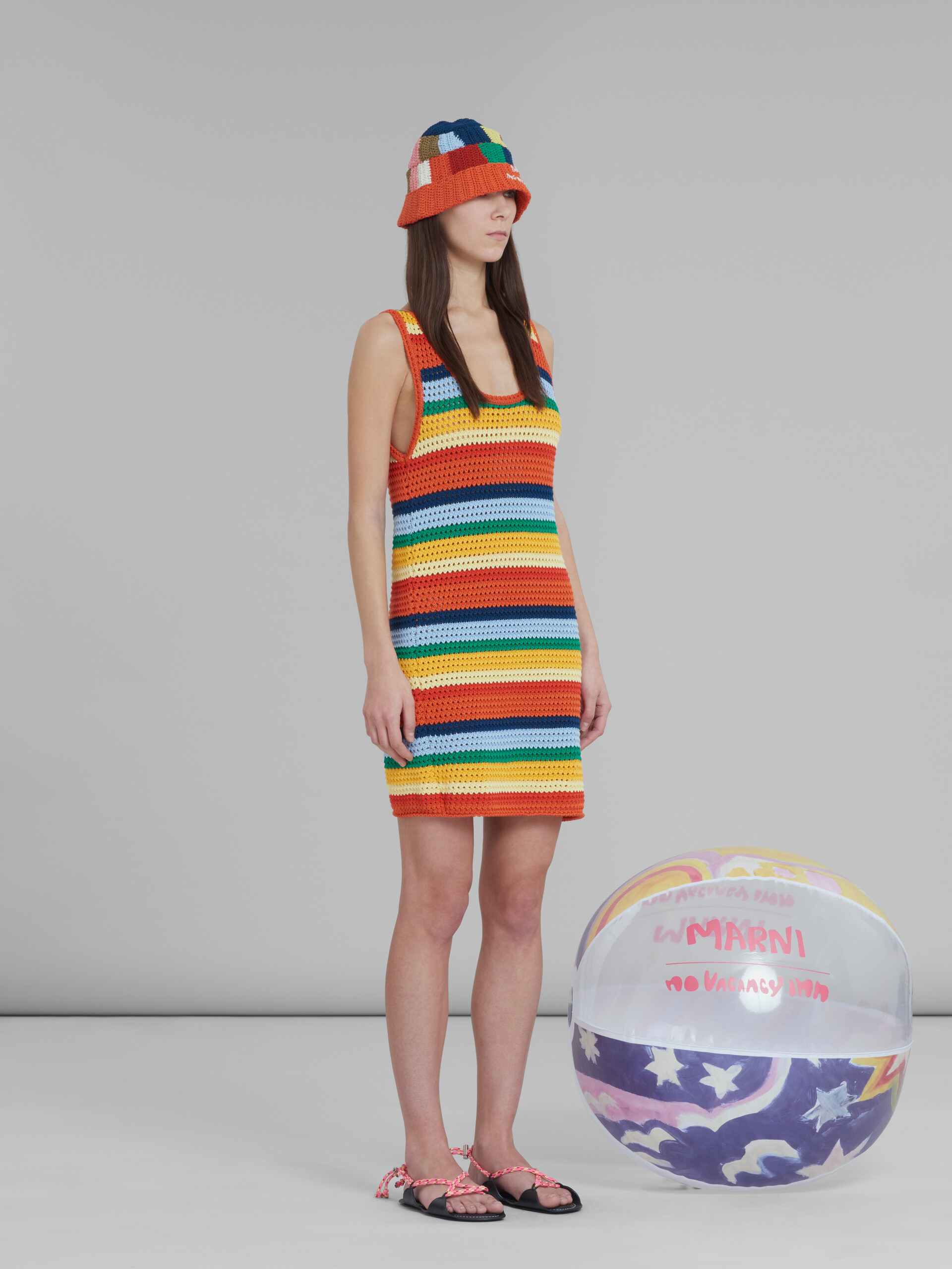 Marni x No Vacancy Inn - Multicolour short cotton-knit dress - Dresses - Image 6