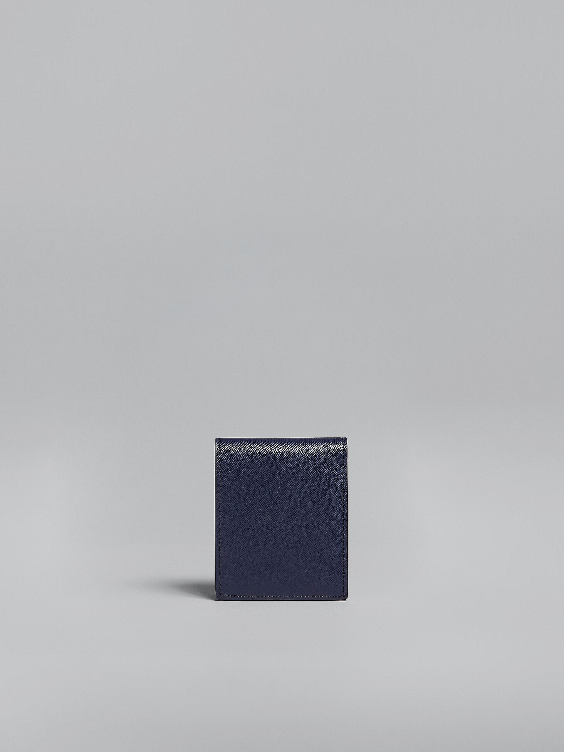 Portafoglio bi-fold in saffiano grigio e blu - Portafogli - Image 3