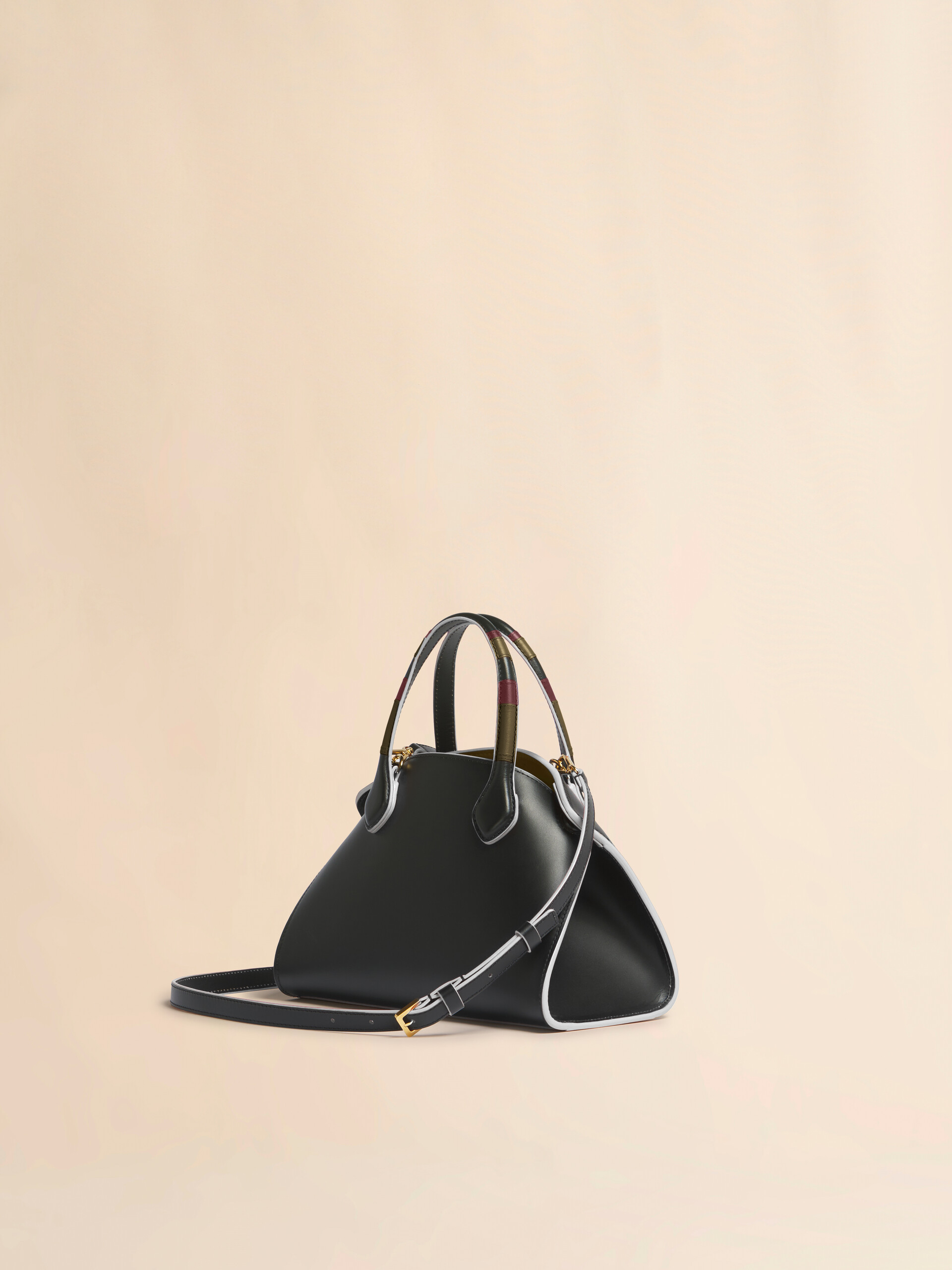 Black leather Overlap small handbag - Handbags - Image 3
