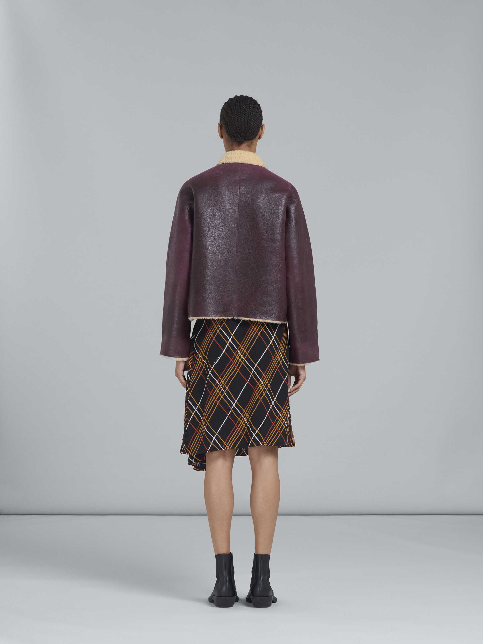 Reversible burgundy shearling jacket - Jackets - Image 3