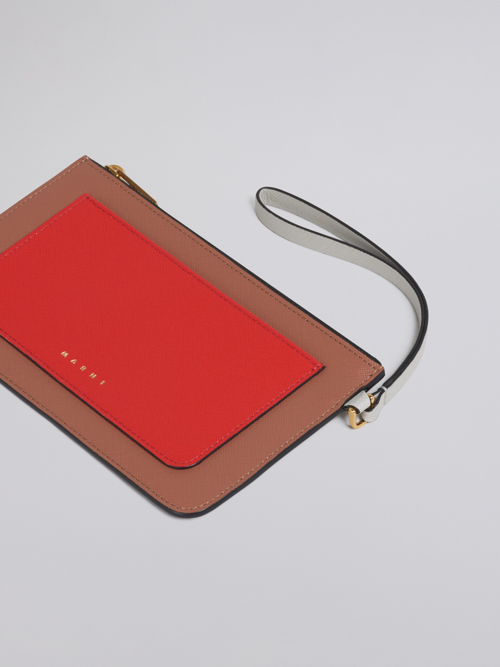 Dreifarbige flache Smartphone-Tasche aus Saffianleder - Brieftaschen - Image 4
