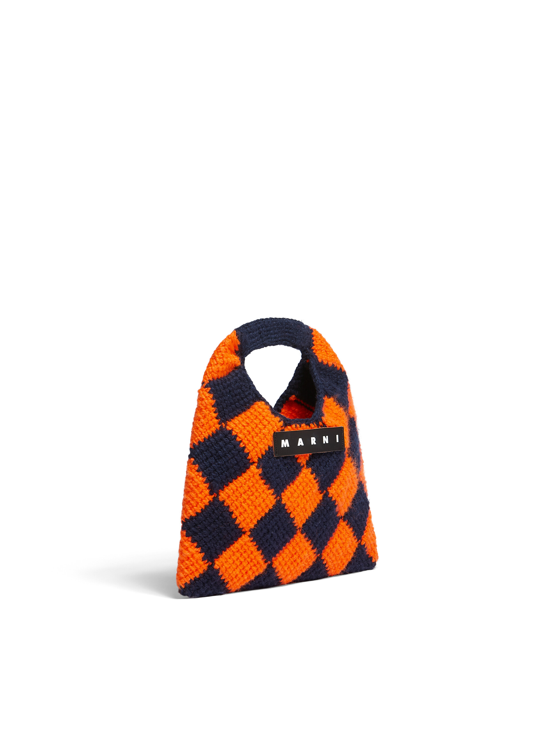 MARNI MARKET DIAMOND MINI bag in orange and blue tech wool - Shopping Bags - Image 2