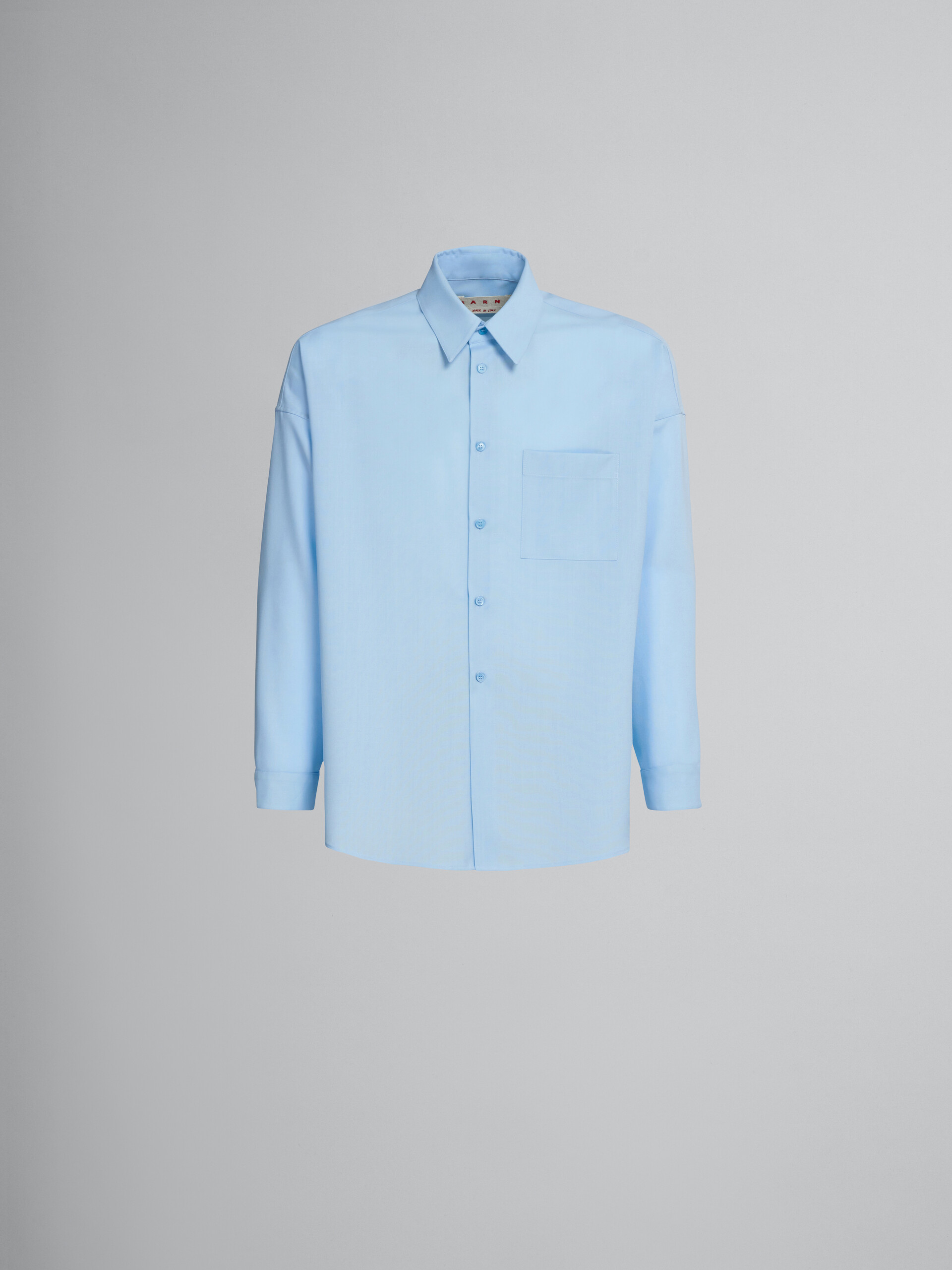 Light blue tropical wool shirt - Shirts - Image 1