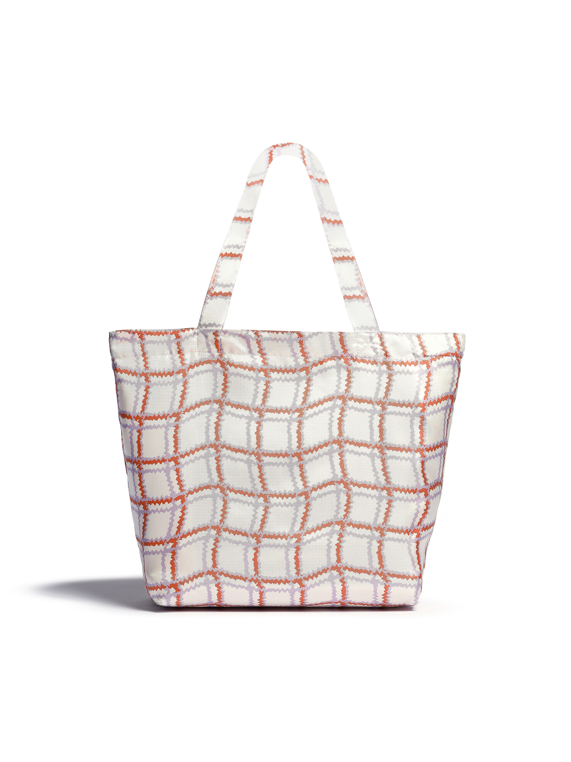 White silk tote bag with archival check print - Bags - Image 3