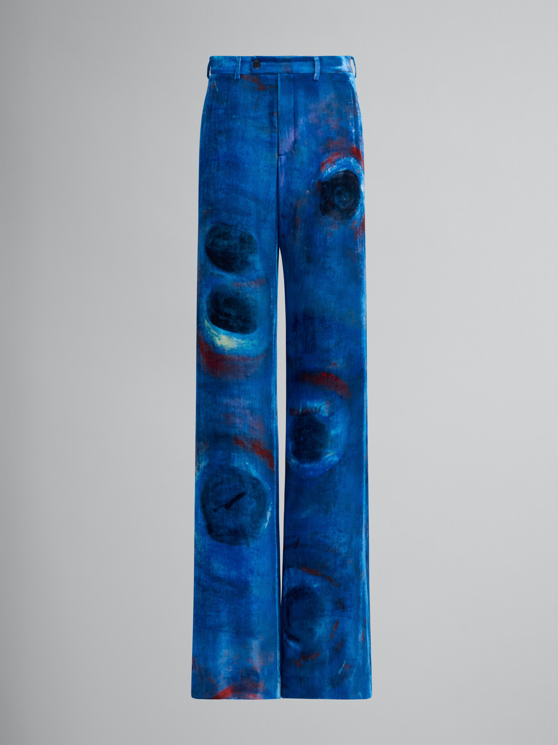 Velvet trousers with Buchi Blu print - Pants - Image 1