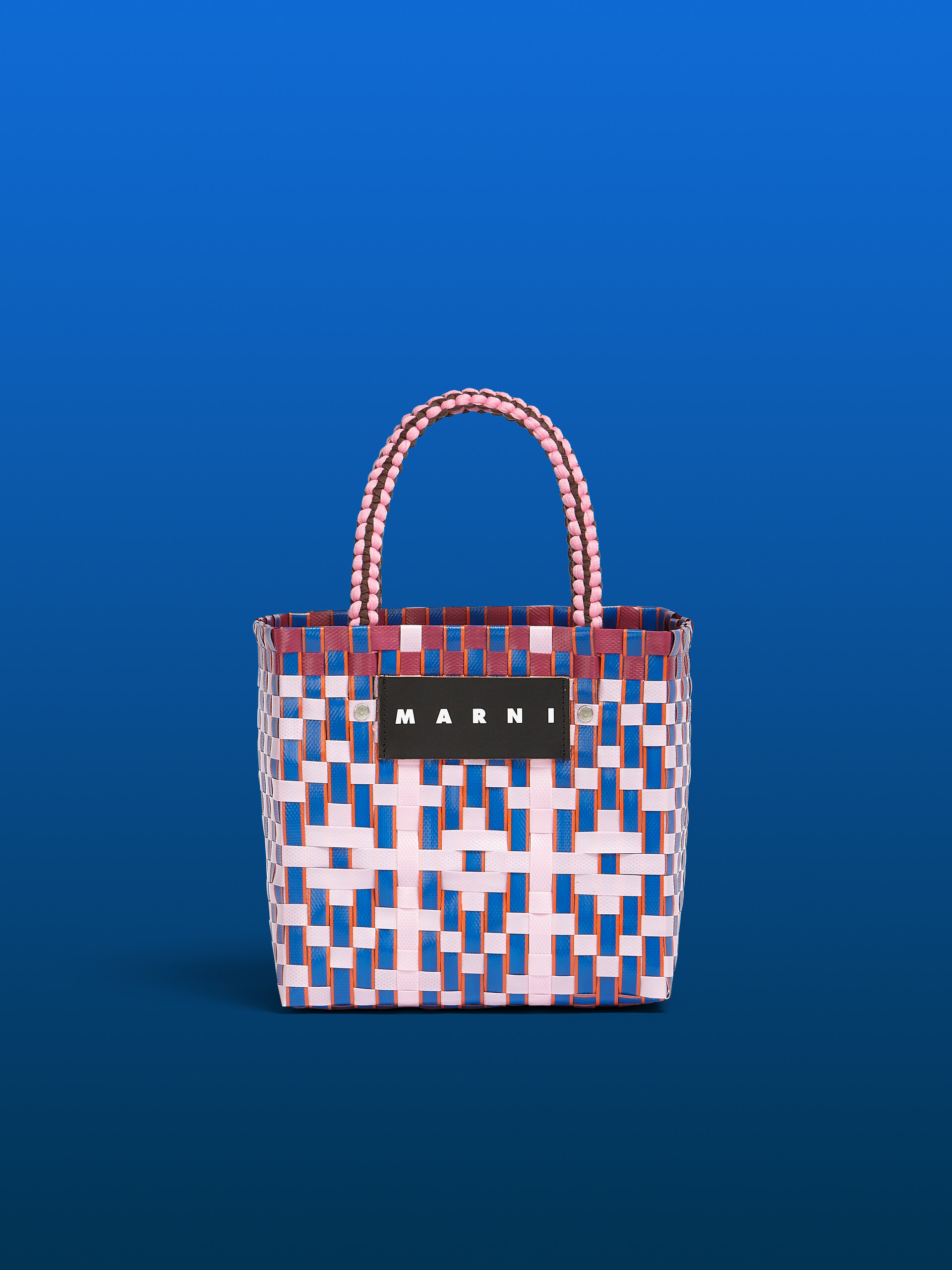 MARNI MARKET BASKET bag in light blue square woven material - Bags - Image 1