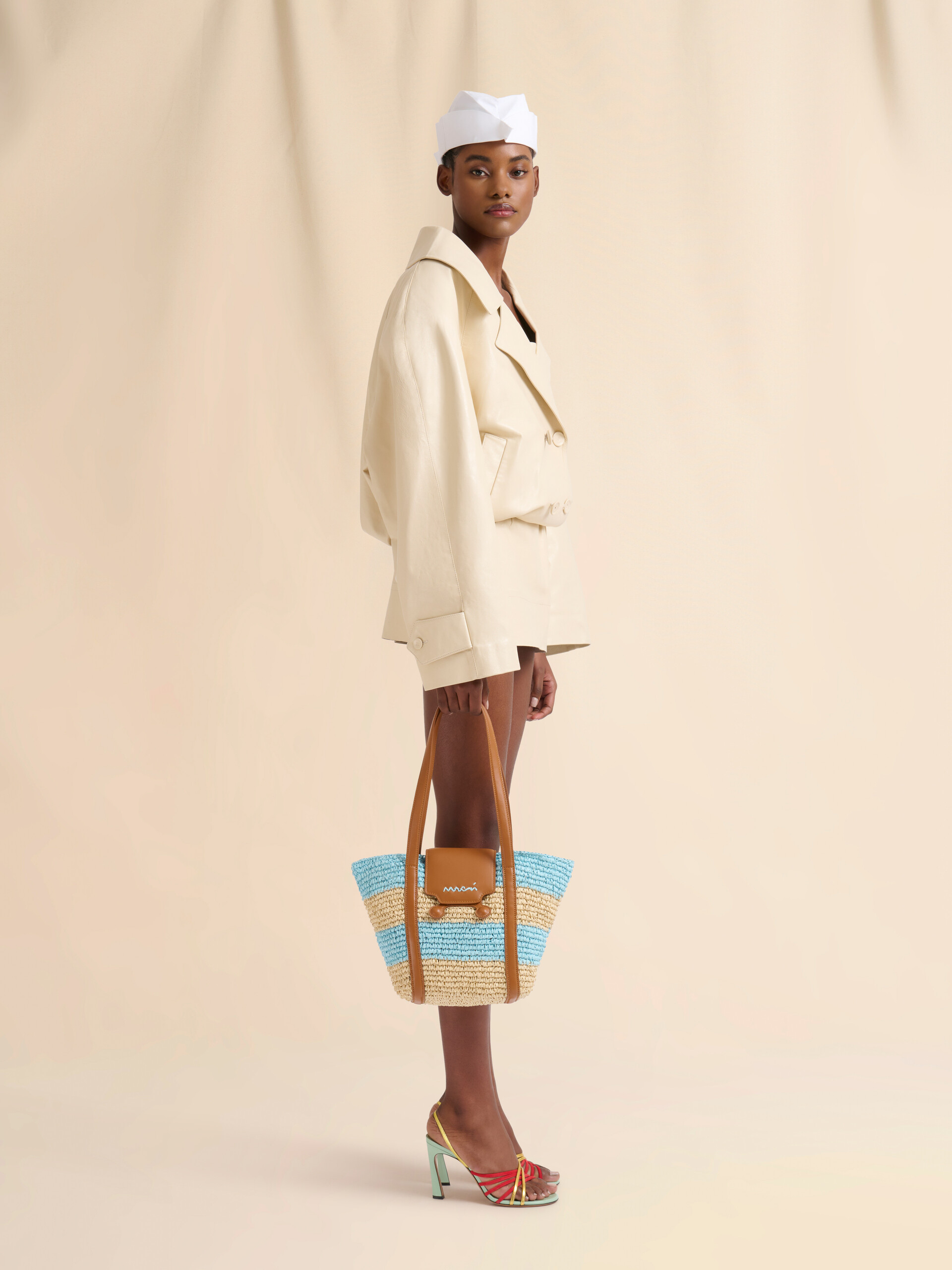 Small yellow stripe raffia-effect Trunkaroo beach bag - Shopping Bags - Image 2