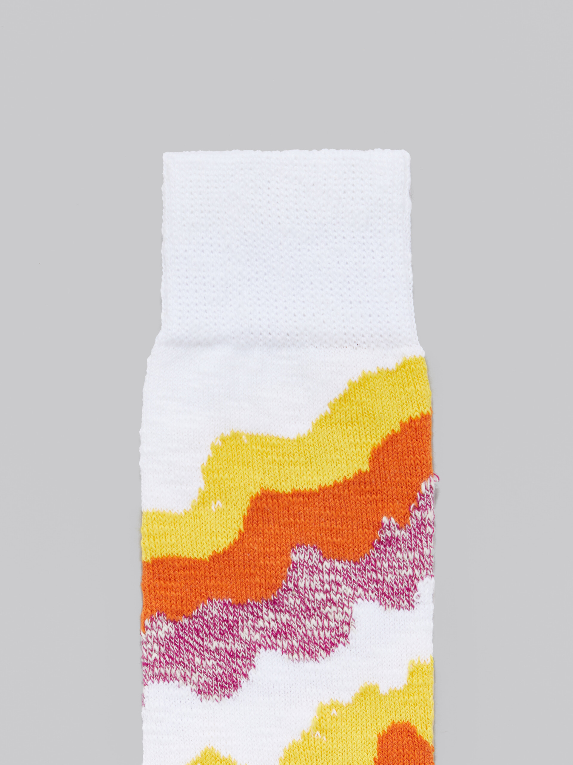 Orange cotton socks with wavy intarsia motif - Socks - Image 3