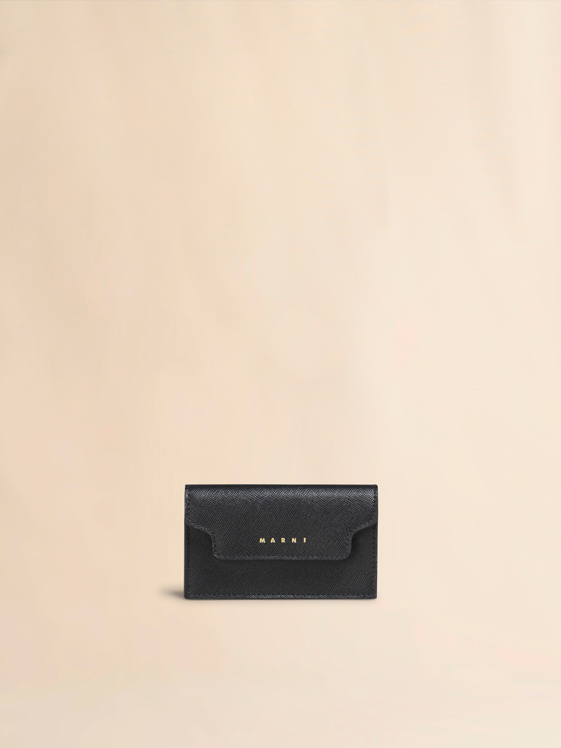 Black saffiano leather business card case