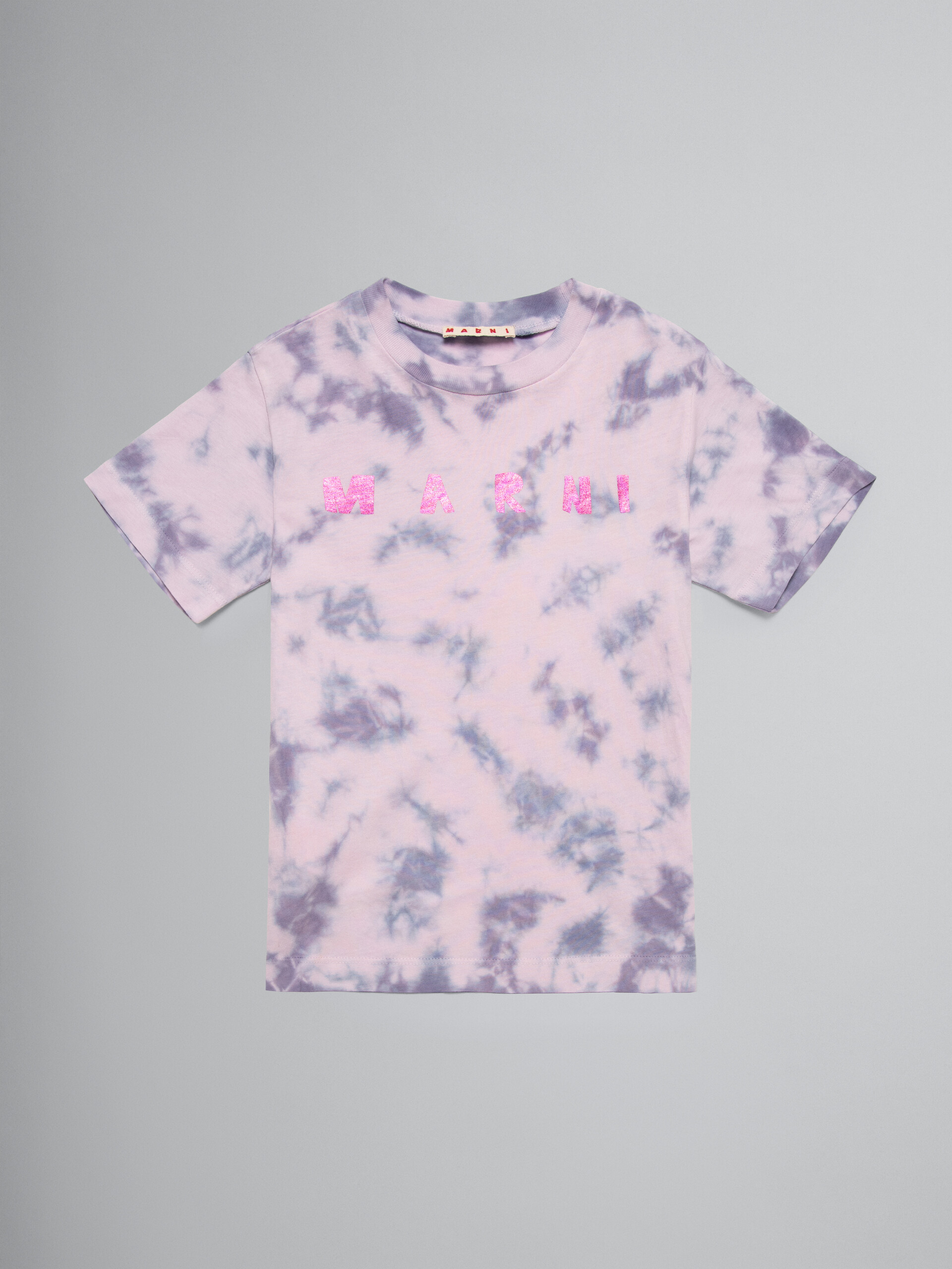 Lavender tie-dye T-shirt with metallic logo print - T-shirts - Image 1