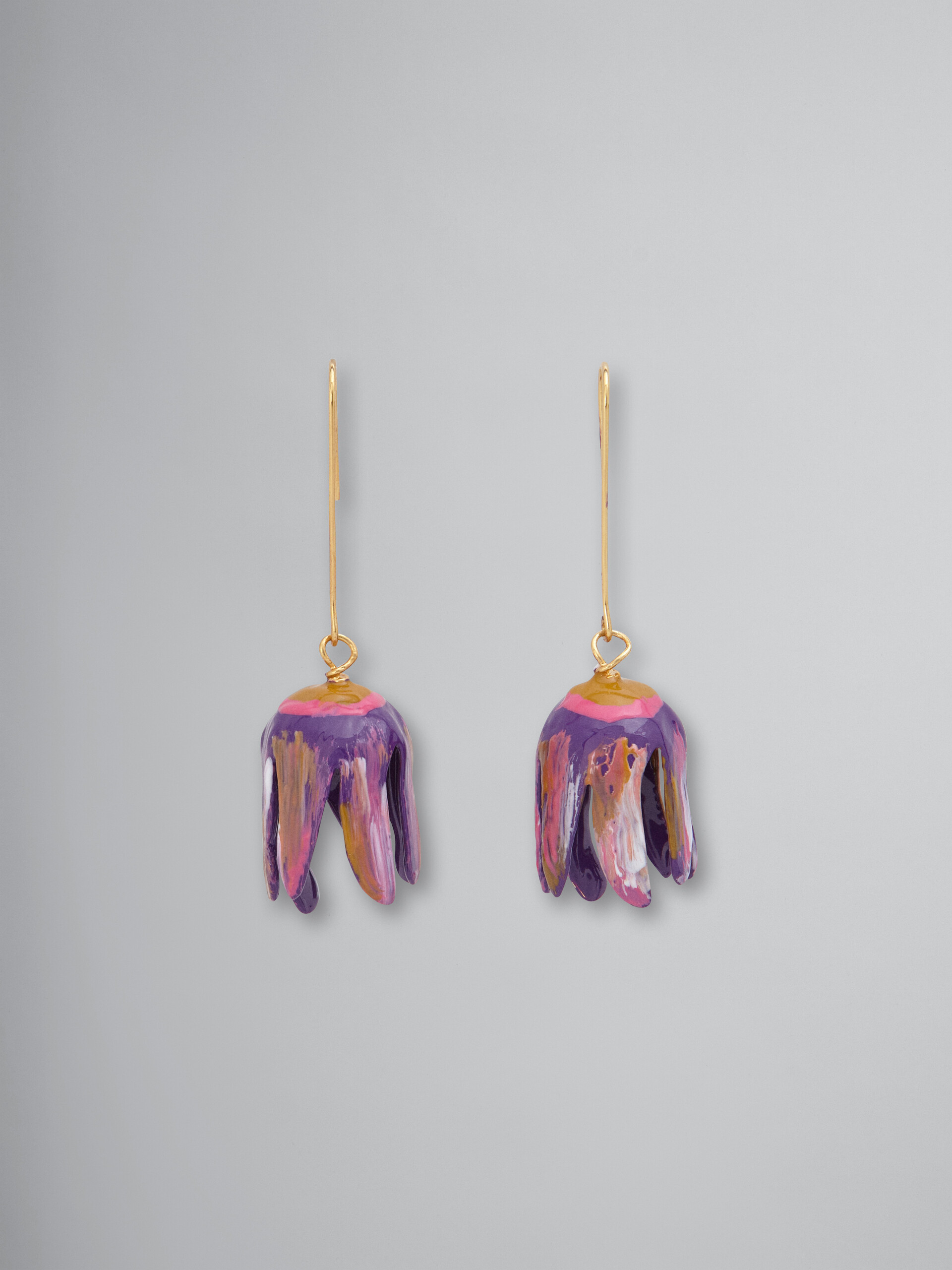Brass flower FLORA hook earrings - Earrings - Image 1