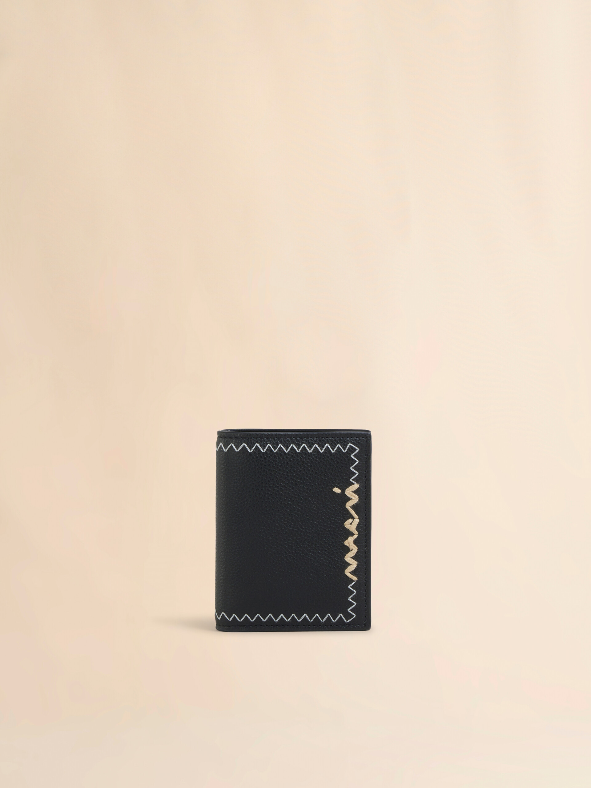 Cartera de dos cuerpos de piel negra con remiendo Marni - Carteras - Image 1