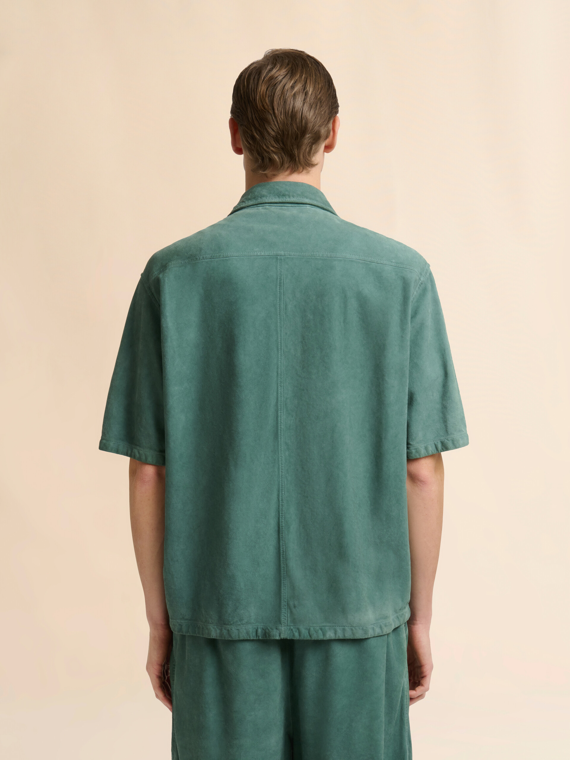 Green suede shirt with pockets - Shirts - Image 3