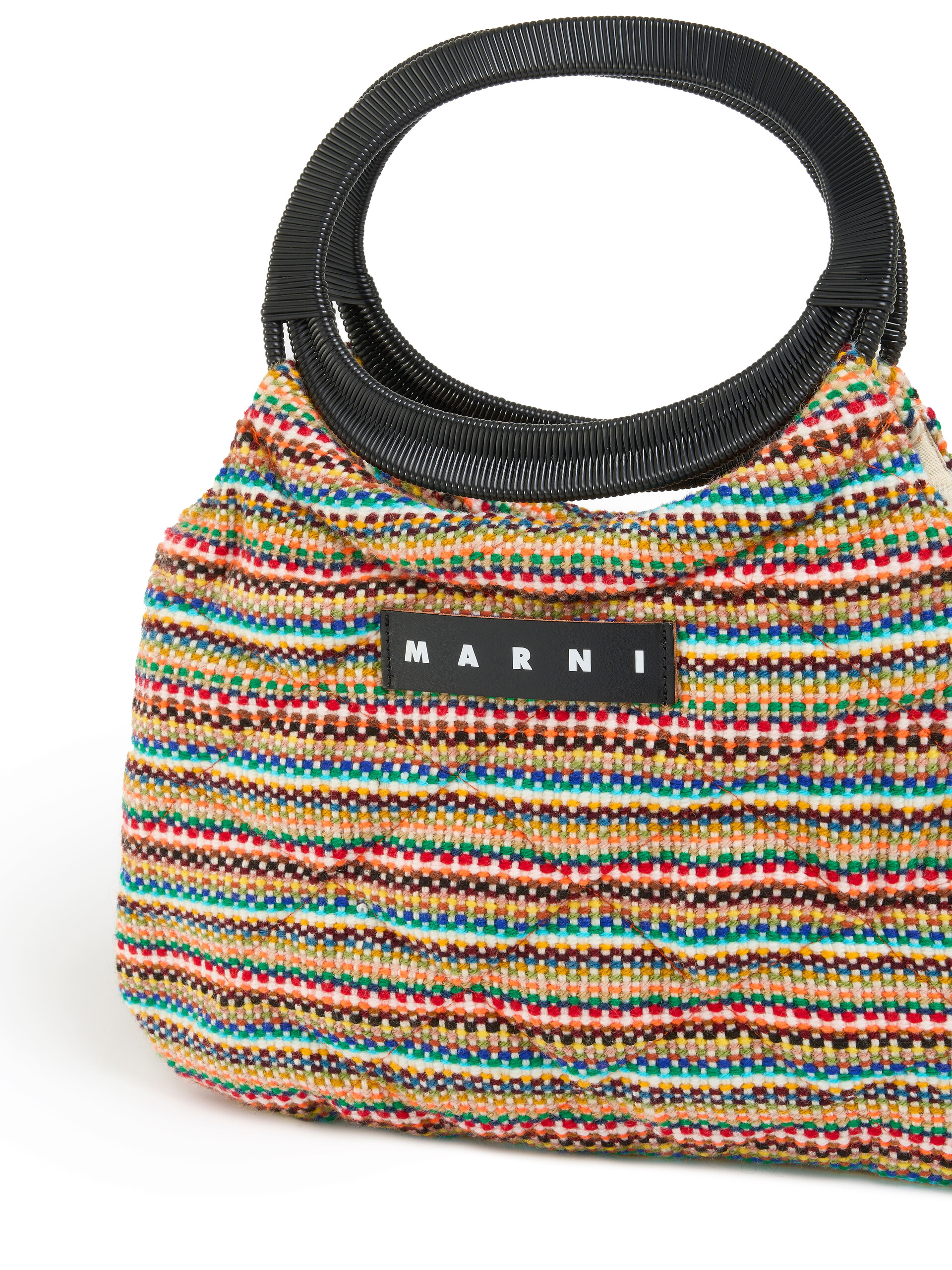 Micro-Striped Marni Market Padded Boat Bag