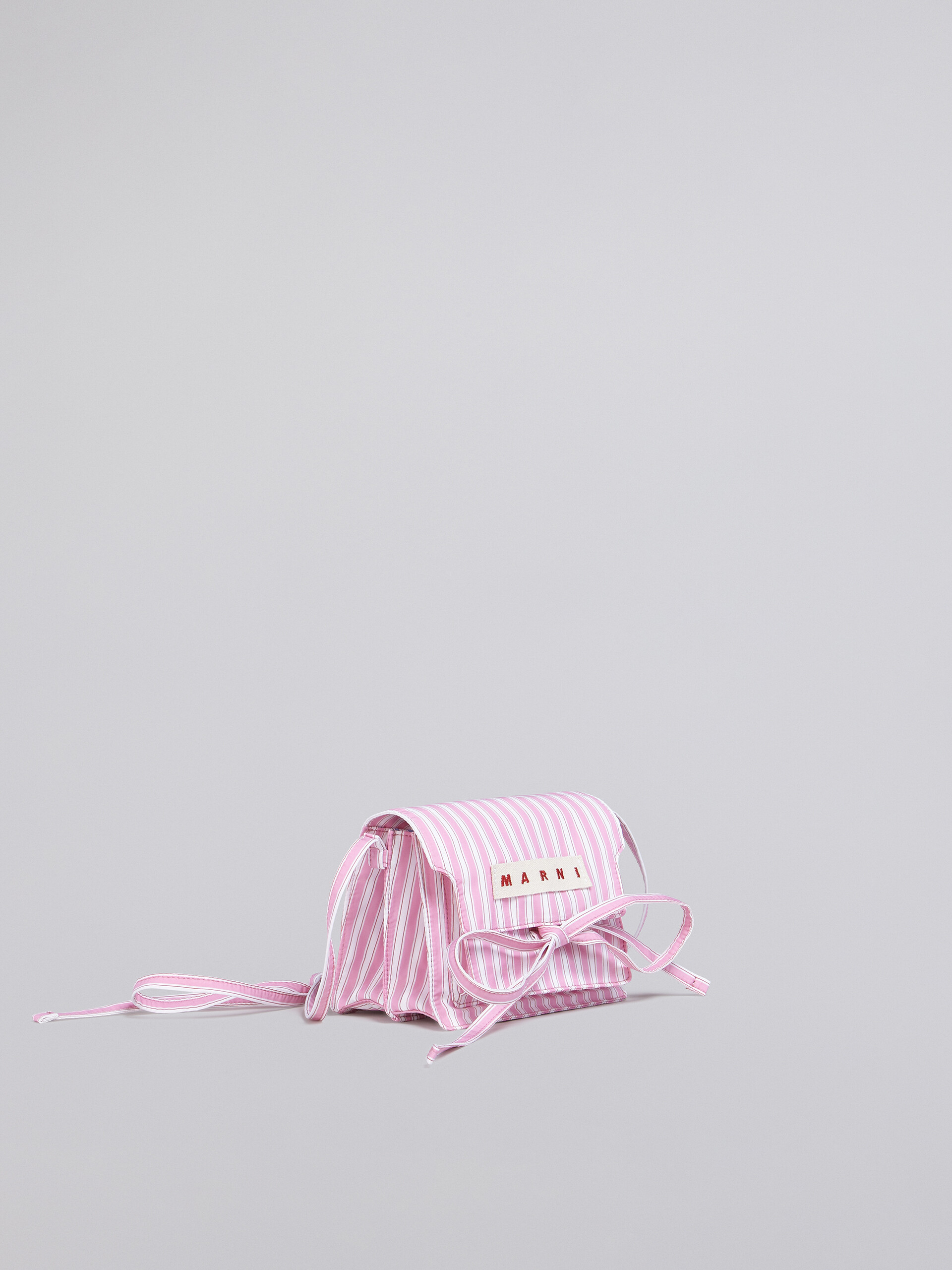 TRUNK SOFT mini bag in pink and white striped poplin - Shoulder Bag - Image 5