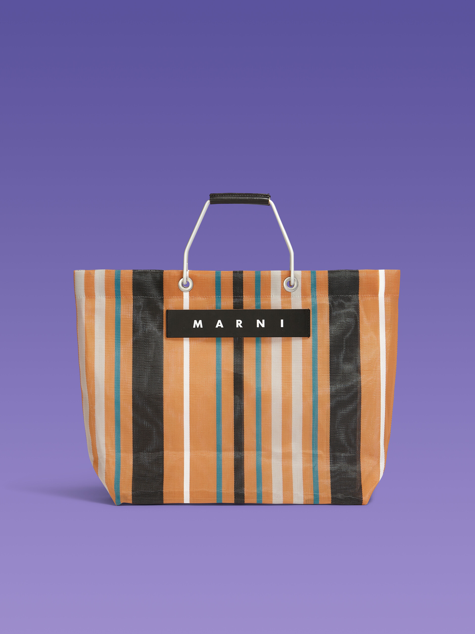 MARNI MARKET STRIPE mehrfarbige blaue Tasche - Shopper - Image 1