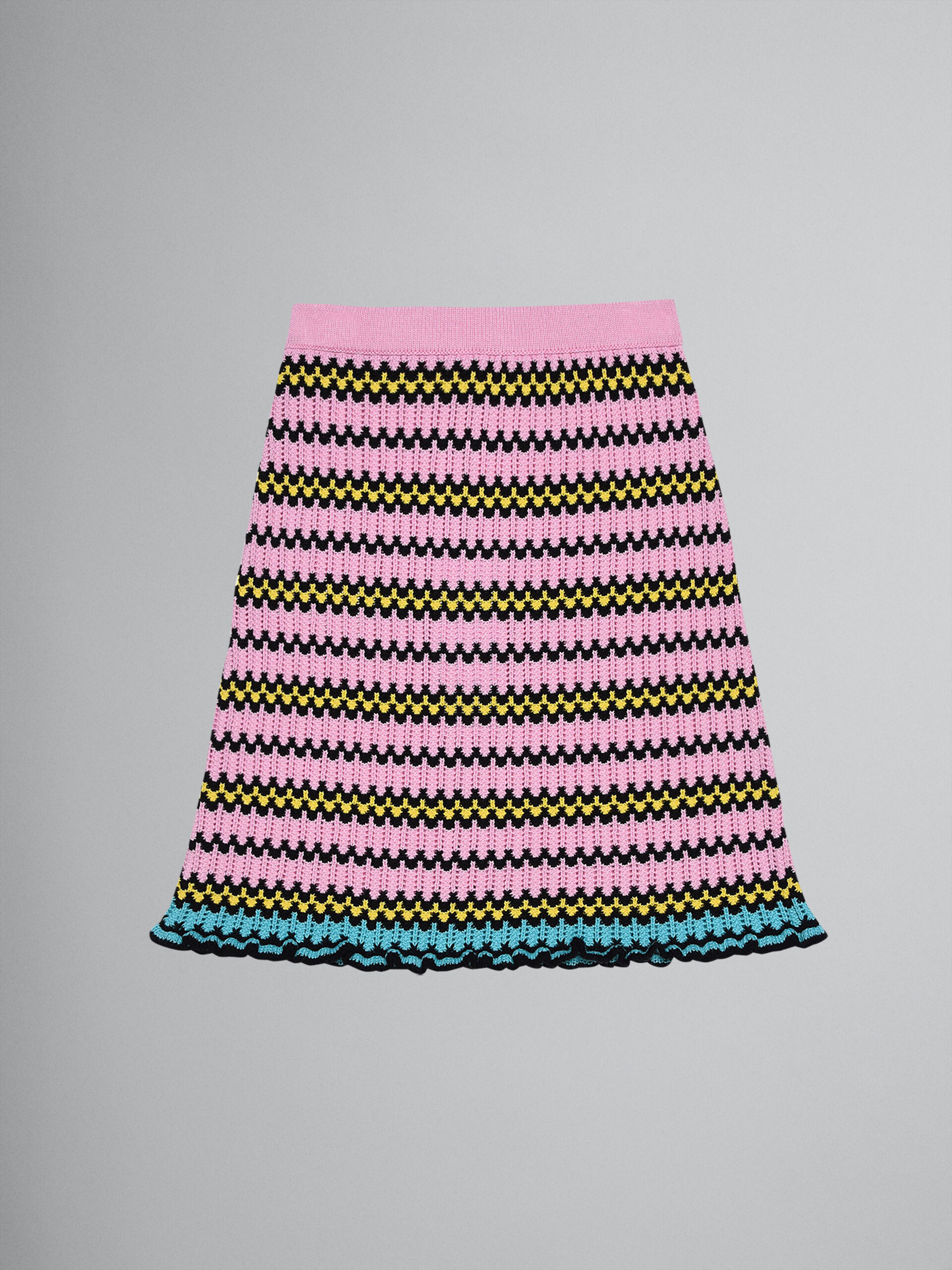 Multi-colour pink stripes cotton knit skirt - Skirts - Image 1