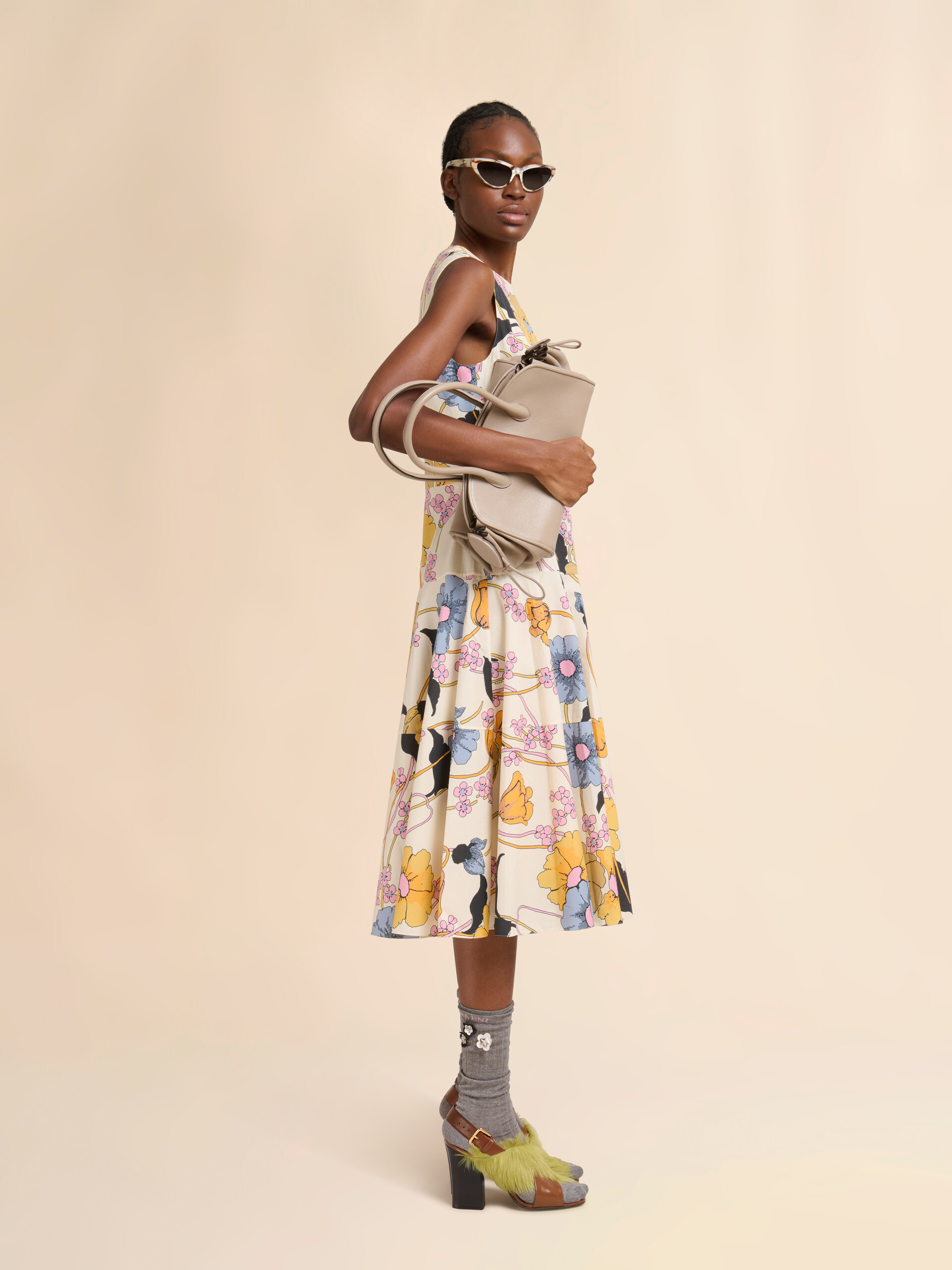 Cream poplin midi dress with Melodia print - Dresses - Image 6