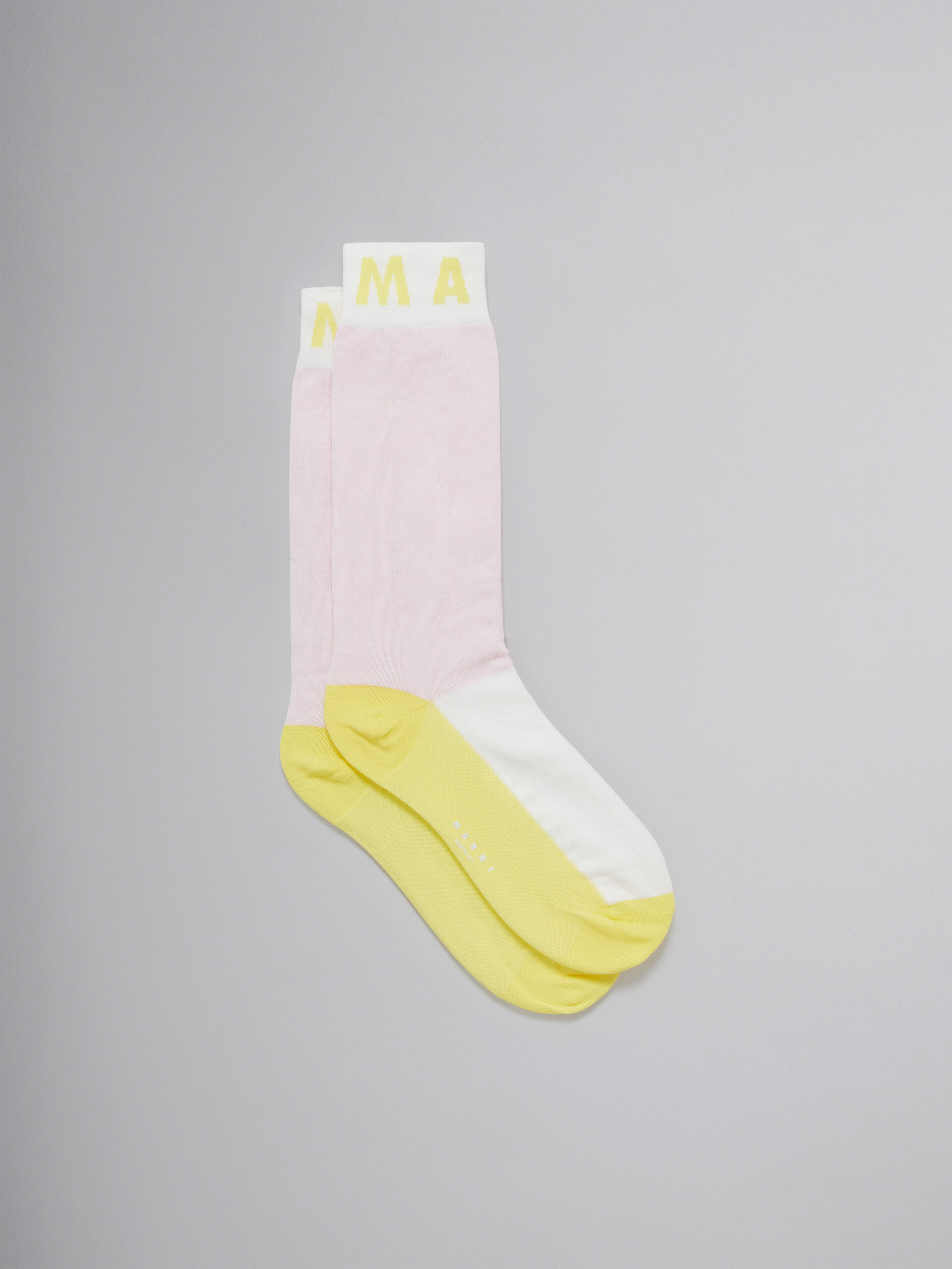 Pink cotton and nylon socks with colour blocks - Socks - Image 1