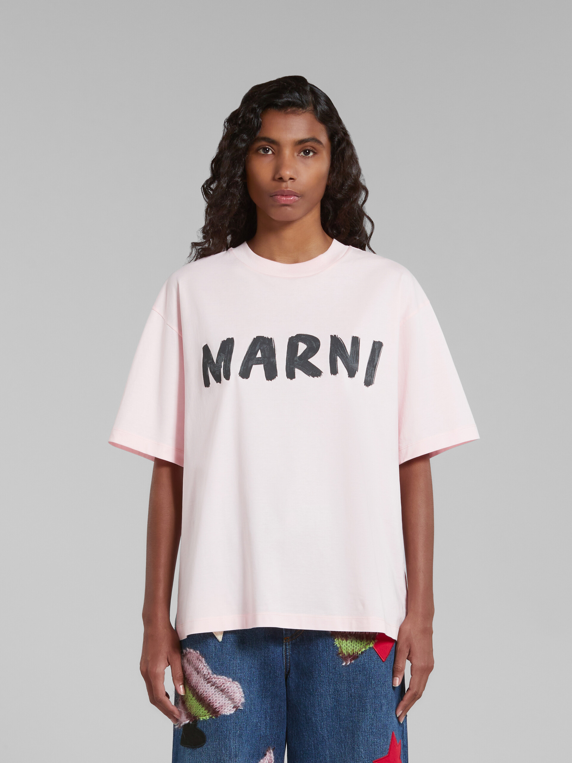 Pink T-shirt with Marni print | Marni