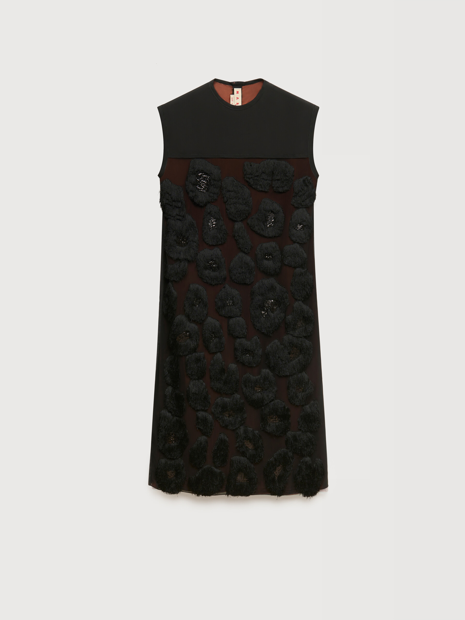 Black georgette dress with shaggy camouflage motif - Dresses - Image 1