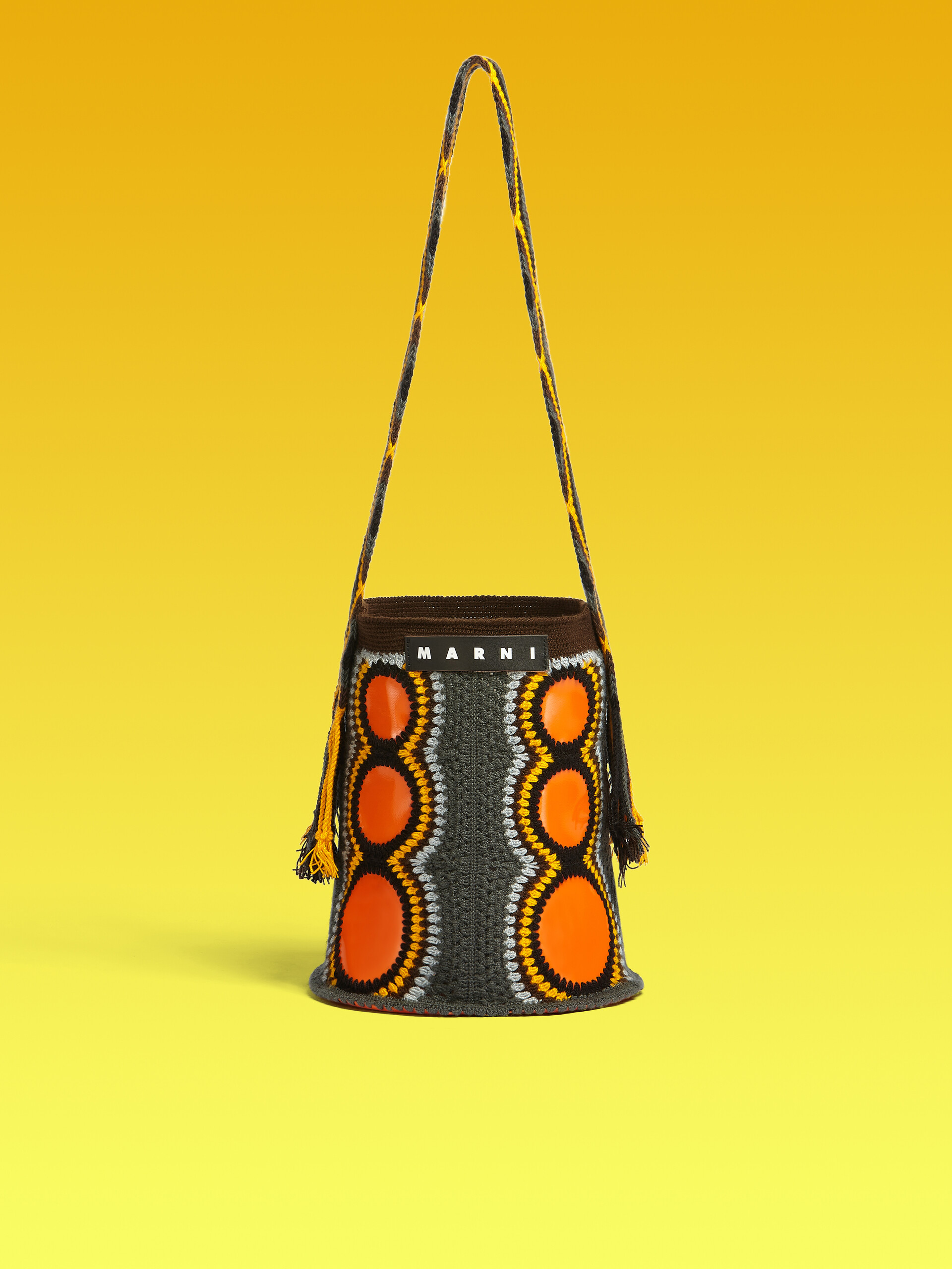 MARNI MARKET bag in green and orange technical wool - Shopping Bags - Image 1