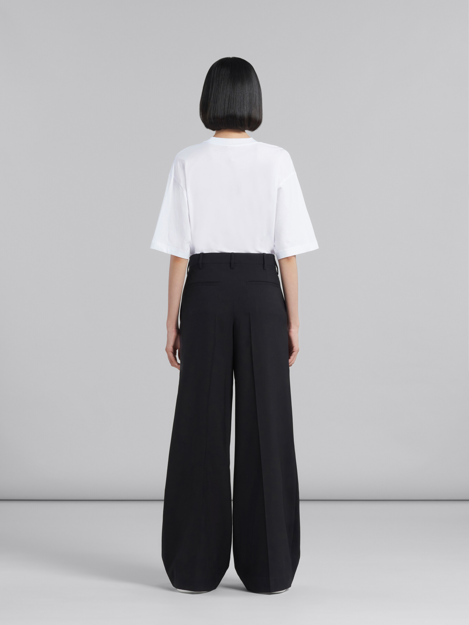 Black tropical wool palazzo trousers - Pants - Image 3