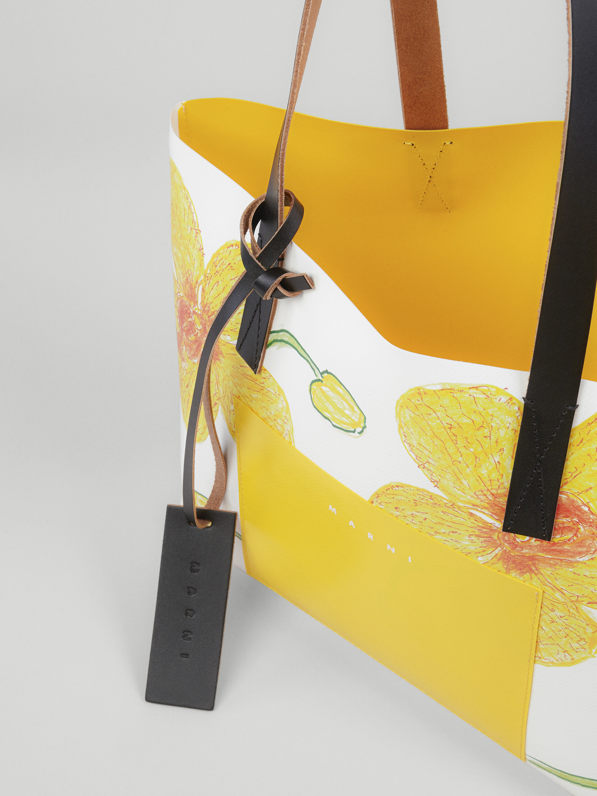 Orchids print yellow shopping bag - Shopping Bags - Image 5