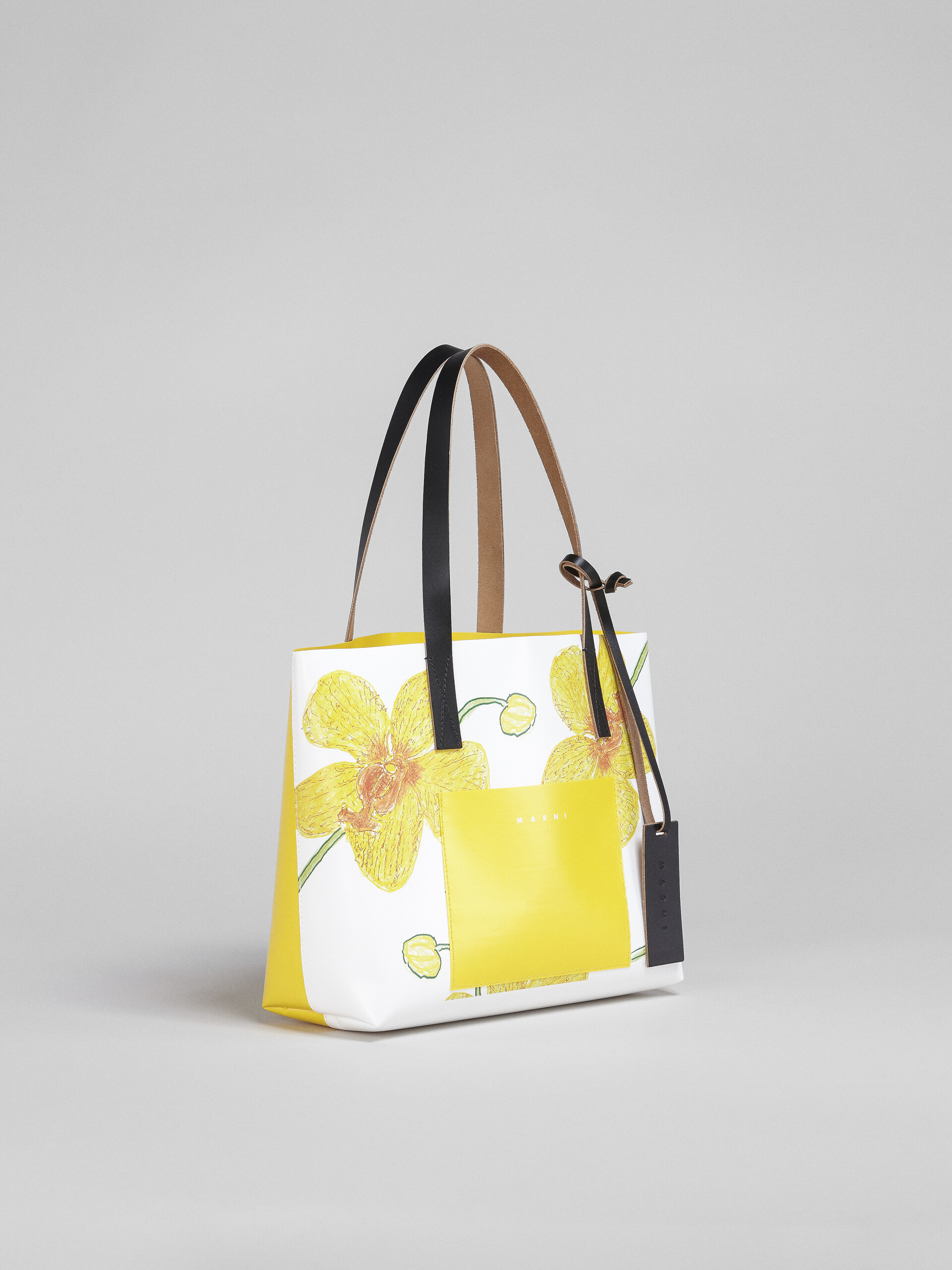 Orchids print yellow shopping bag - Shopping Bags - Image 6