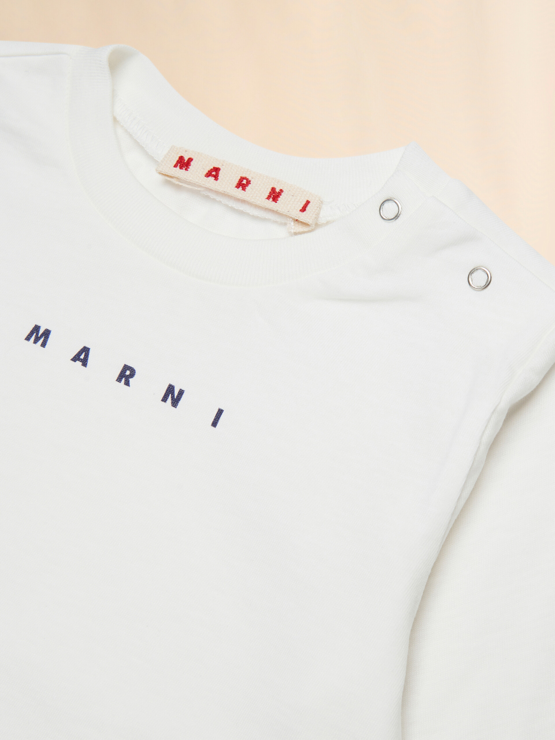 Off-white long-sleeved cotton T-shirt with Marni logo - T-shirts - Image 4