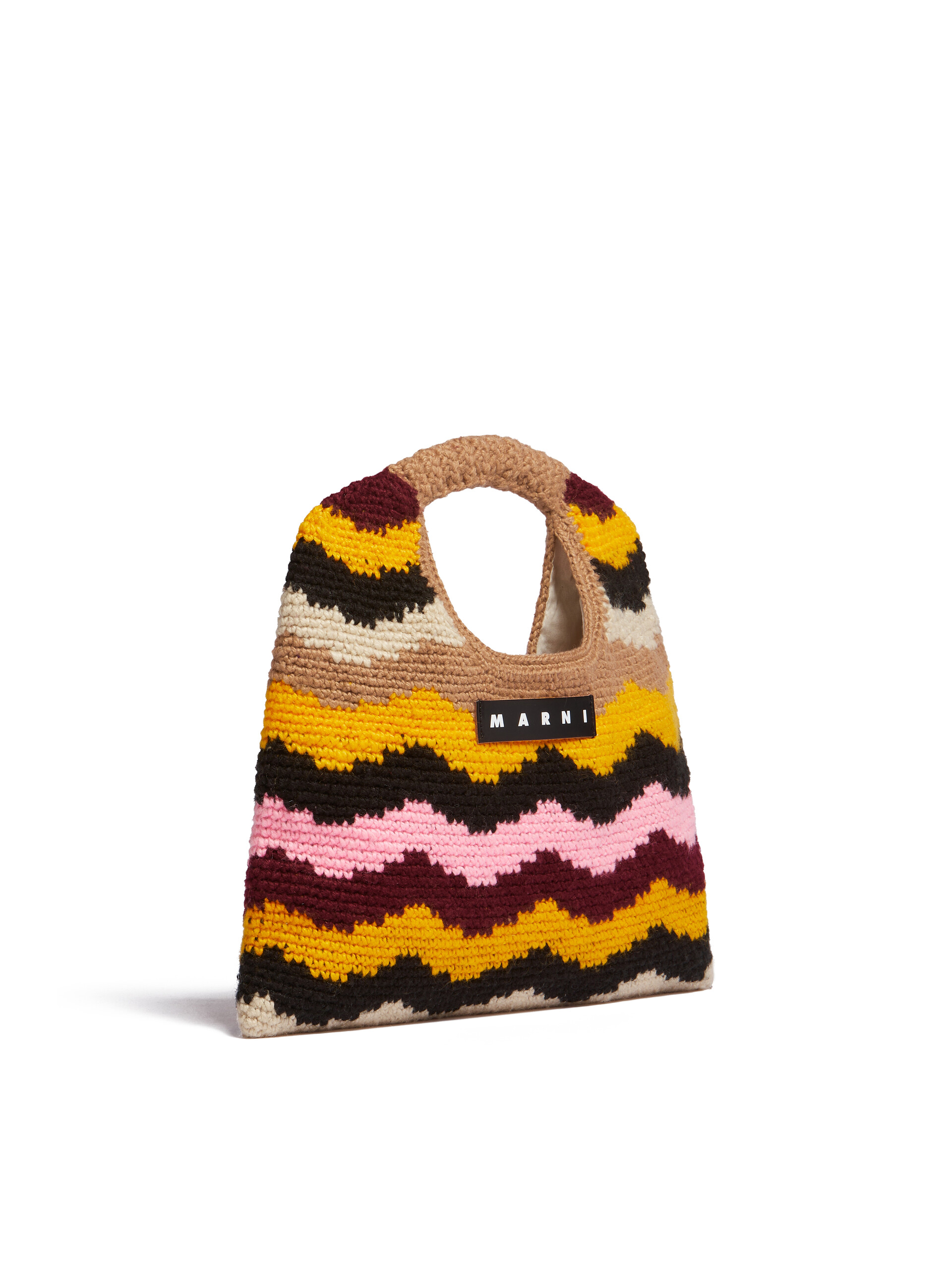Brown multicoloured MARNI MARKET WAVES tech wool bag - Shopping Bags - Image 2