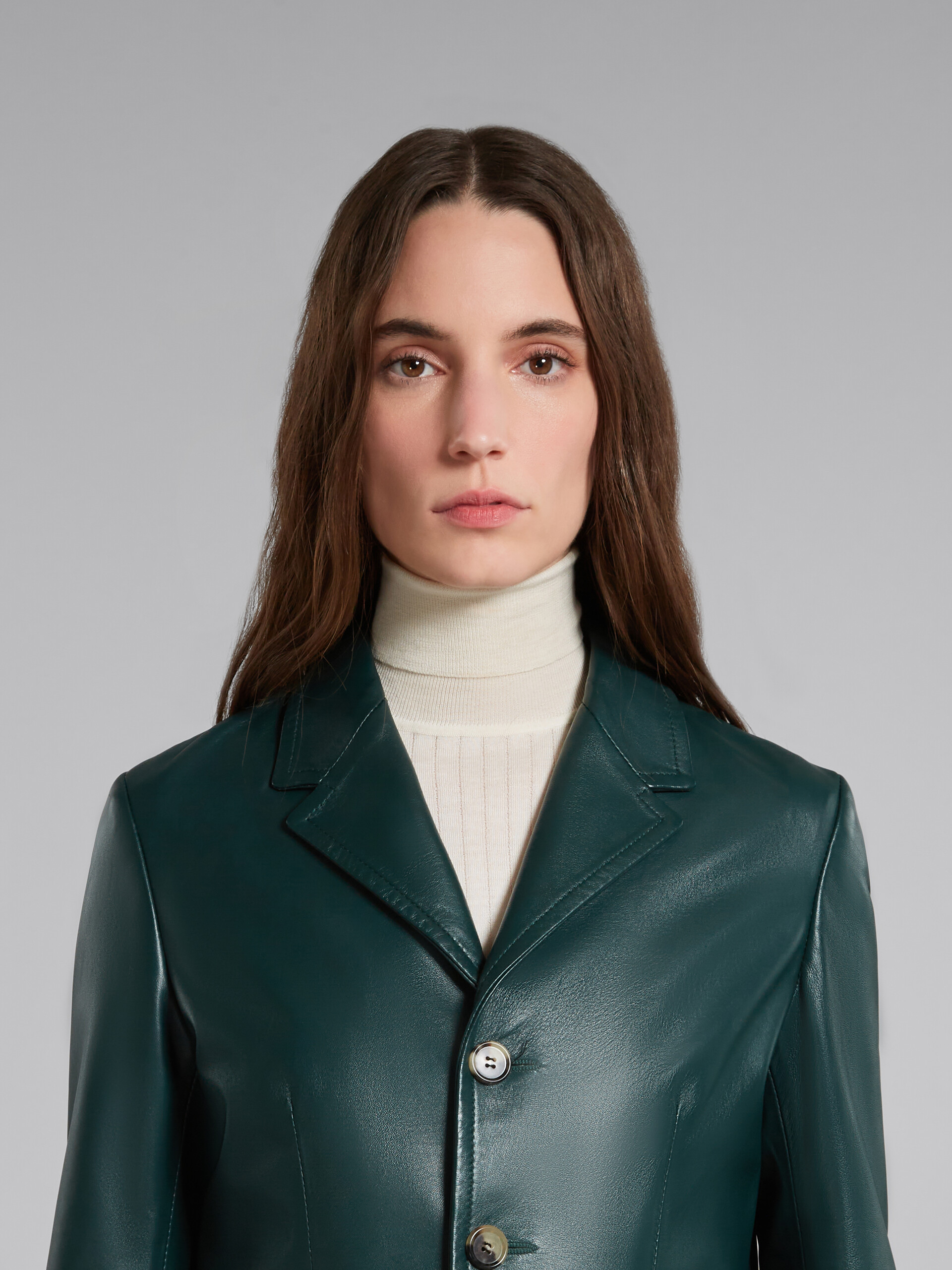 Green leather jacket - Jackets - Image 4