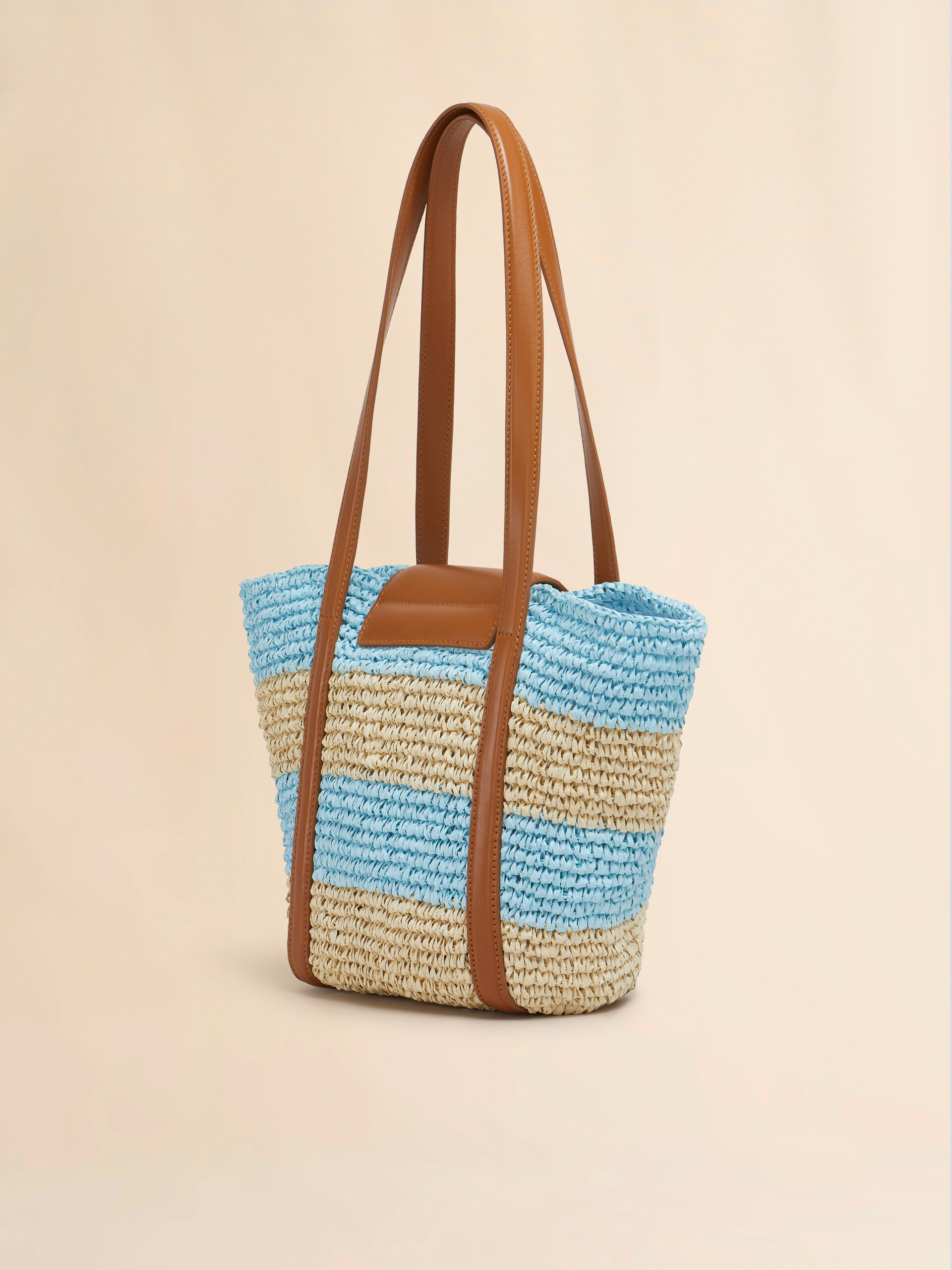 Small yellow stripe raffia-effect Trunkaroo beach bag - Shopping Bags - Image 3