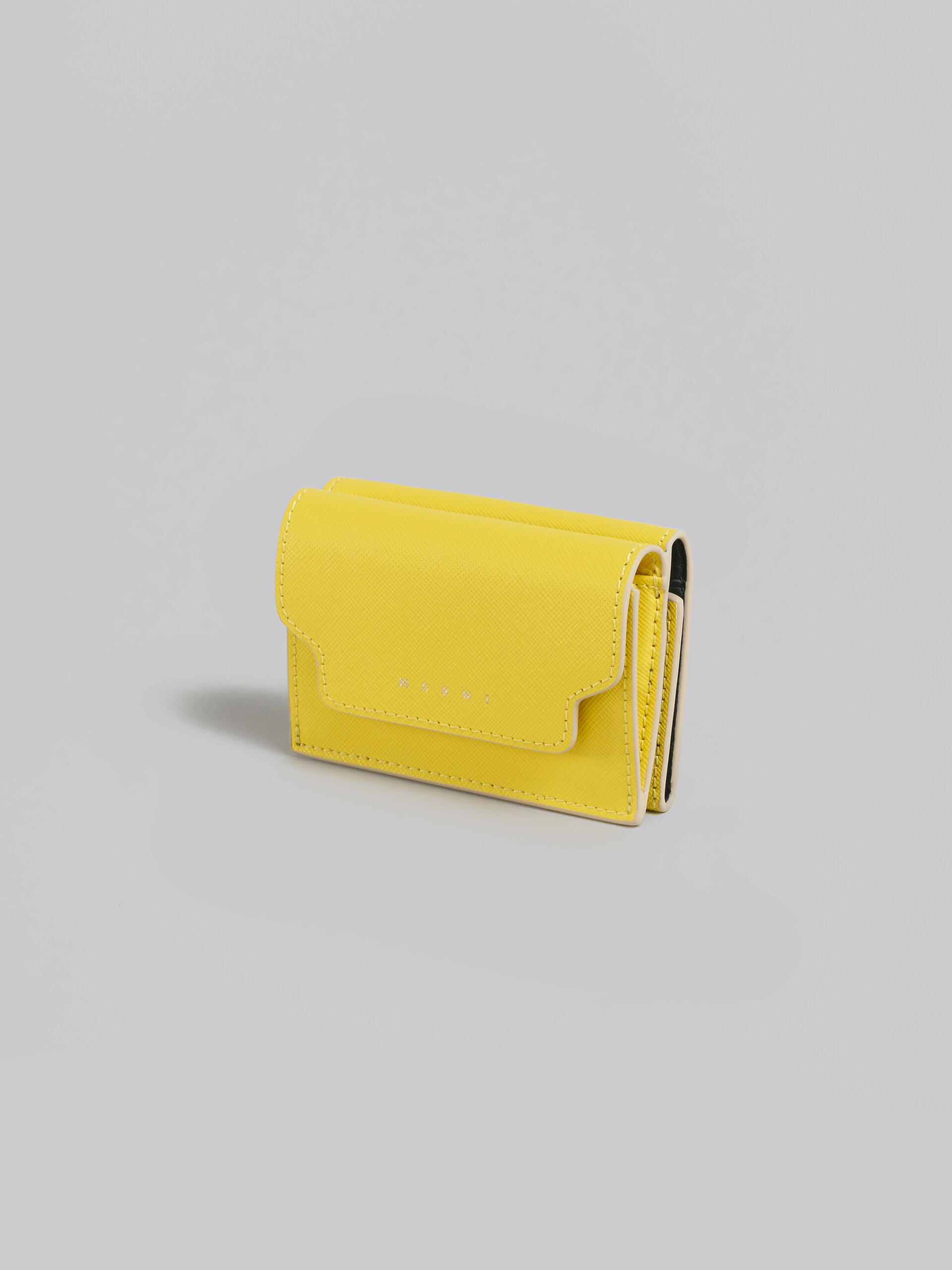 Yellow saffiano leather tri-fold wallet - Wallets - Image 4