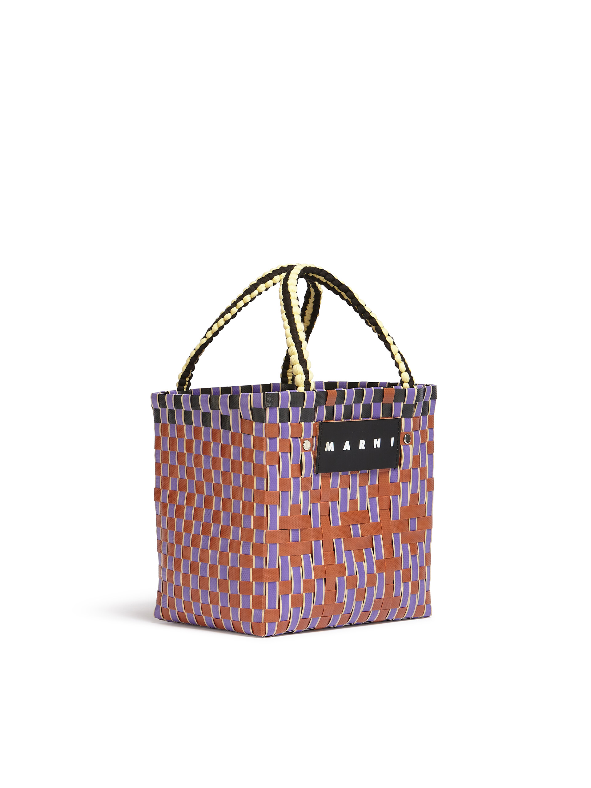 MARNI MARKET BASKET bag in light blue square woven material - Bags - Image 2