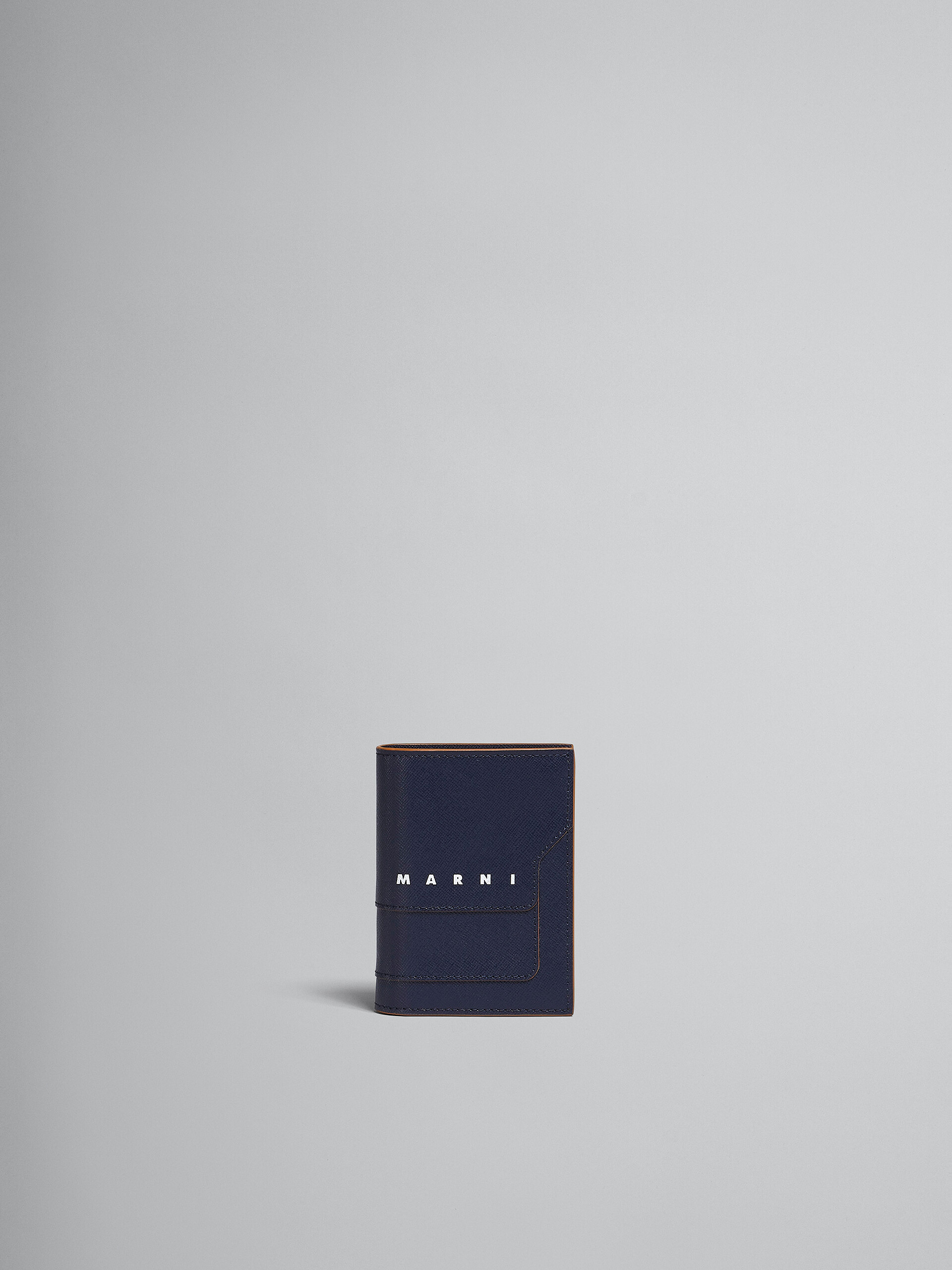 Blue saffiano leather bi-fold wallet - Wallets - Image 1