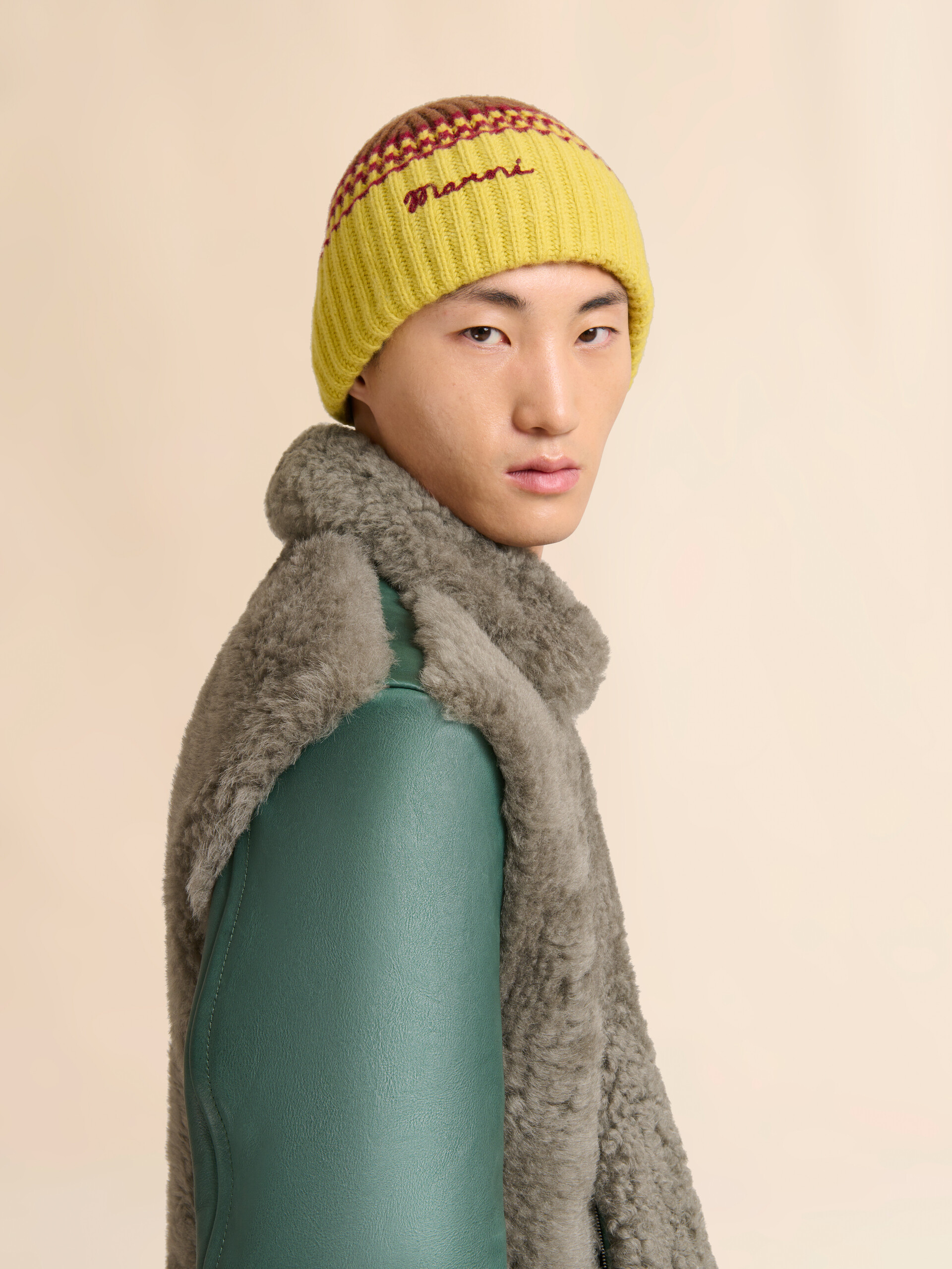 Light blue wool-cashmere fisherman's rib beanie - Hats - Image 2