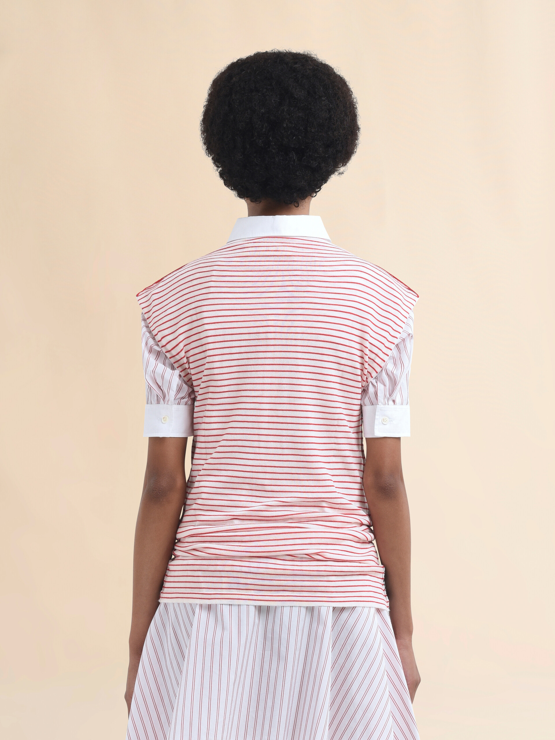 Sleeveless striped knitted top with contrasting back panel - Pullovers - Image 3