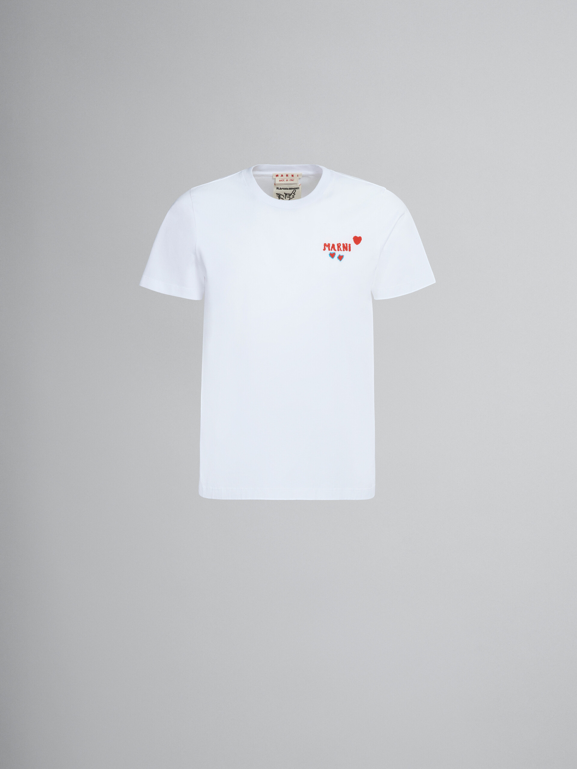White bio cotton T-shirt with rabbit graphics - T-shirts - Image 1