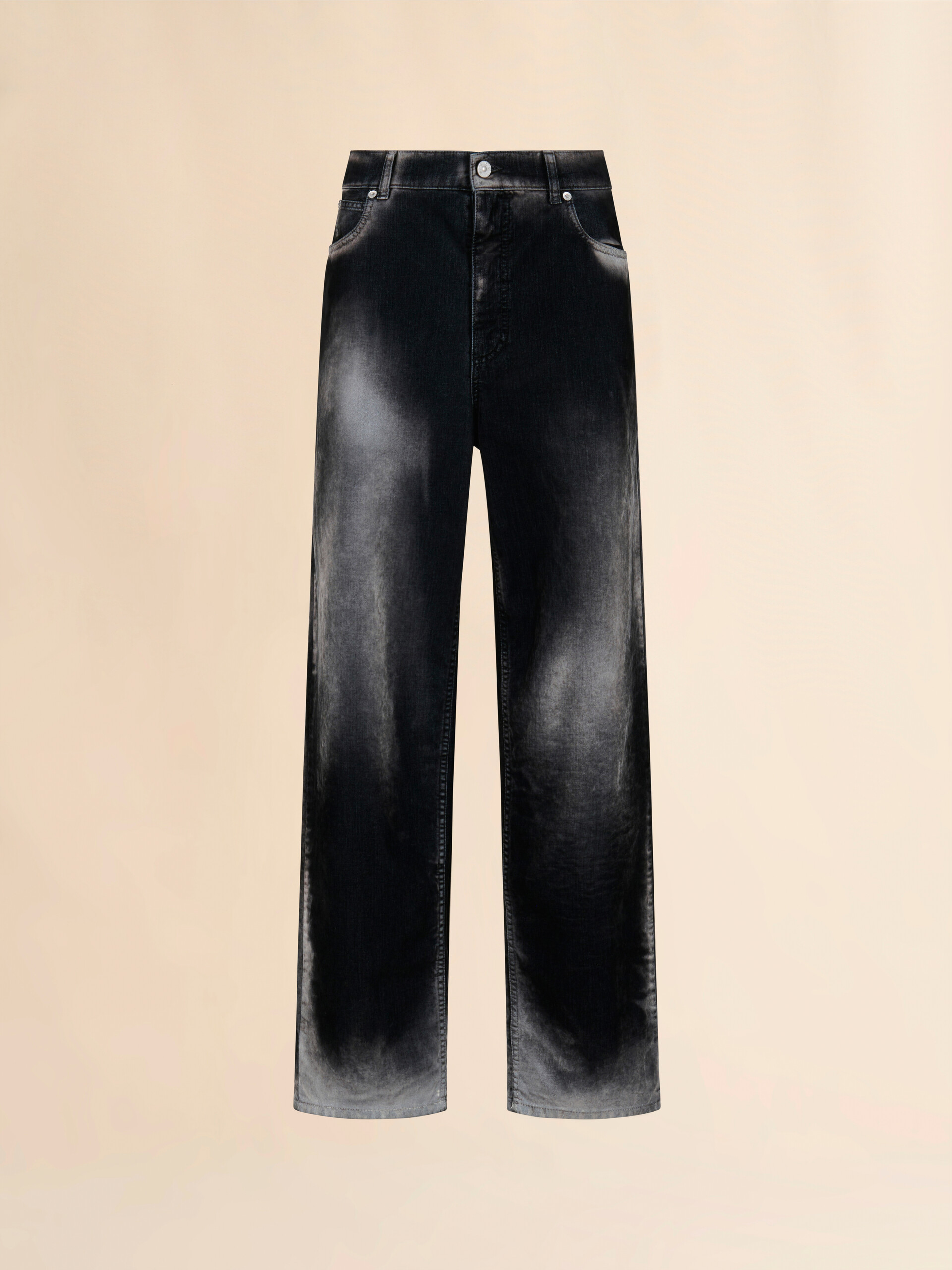 Black flocked denim jeans - Pants - Image 1