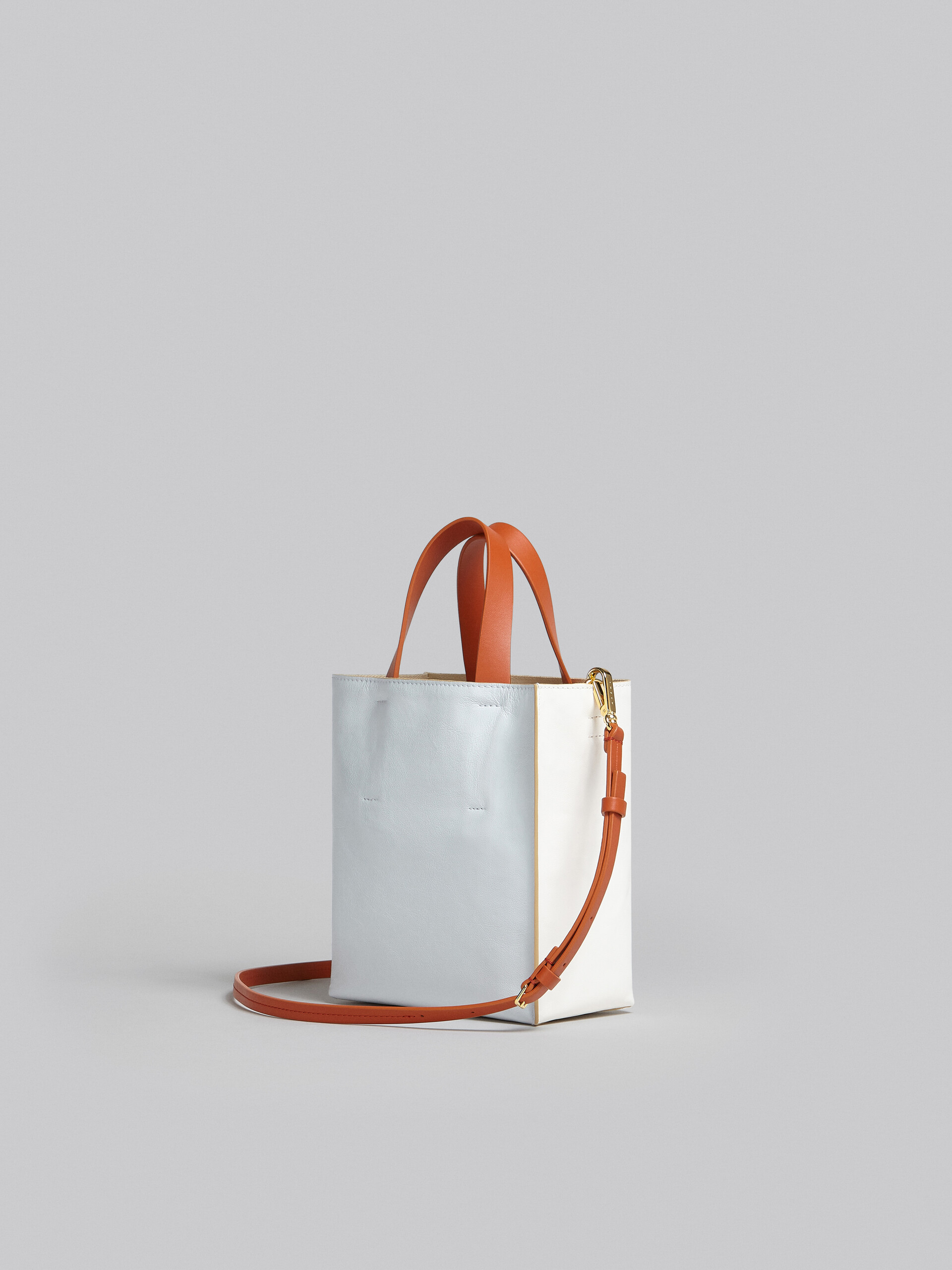 Museo Soft Mini Bag in white light blue and orange leather - Shopping Bags - Image 3