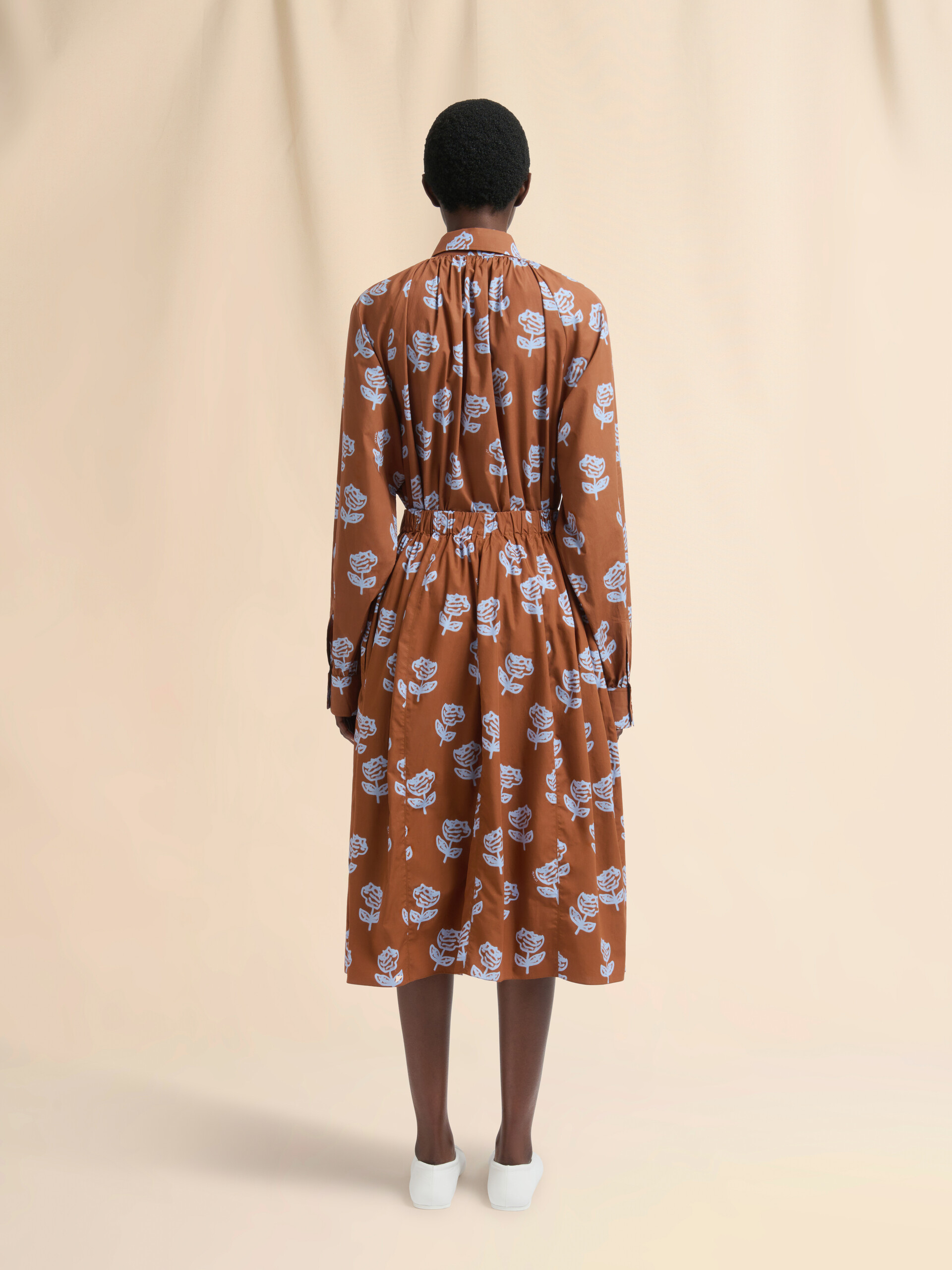 Light blue poplin egg skirt with Sprayed Roses print - Skirts - Image 3