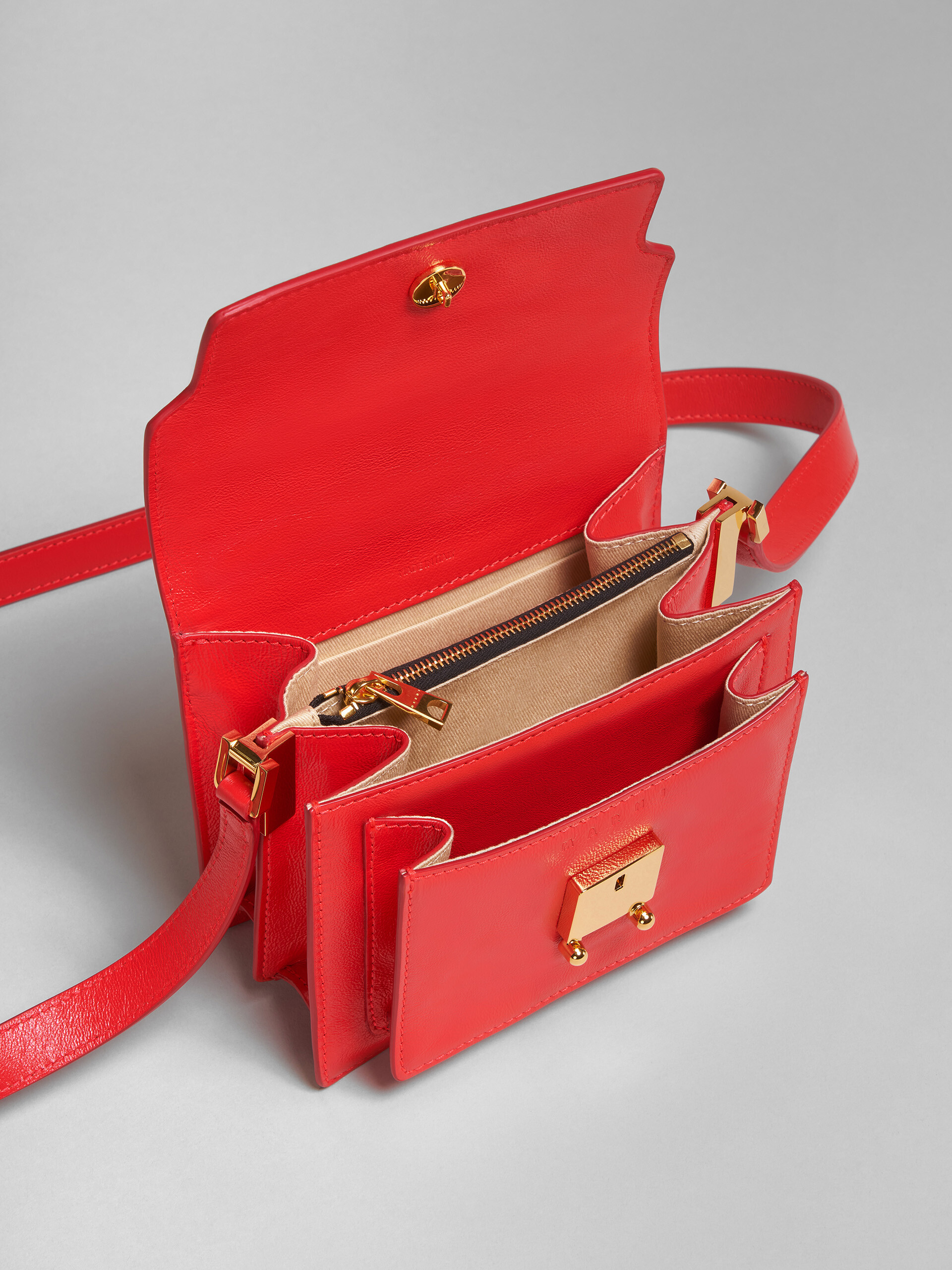 TRUNK SOFT mini bag in red leather - Shoulder Bags - Image 4