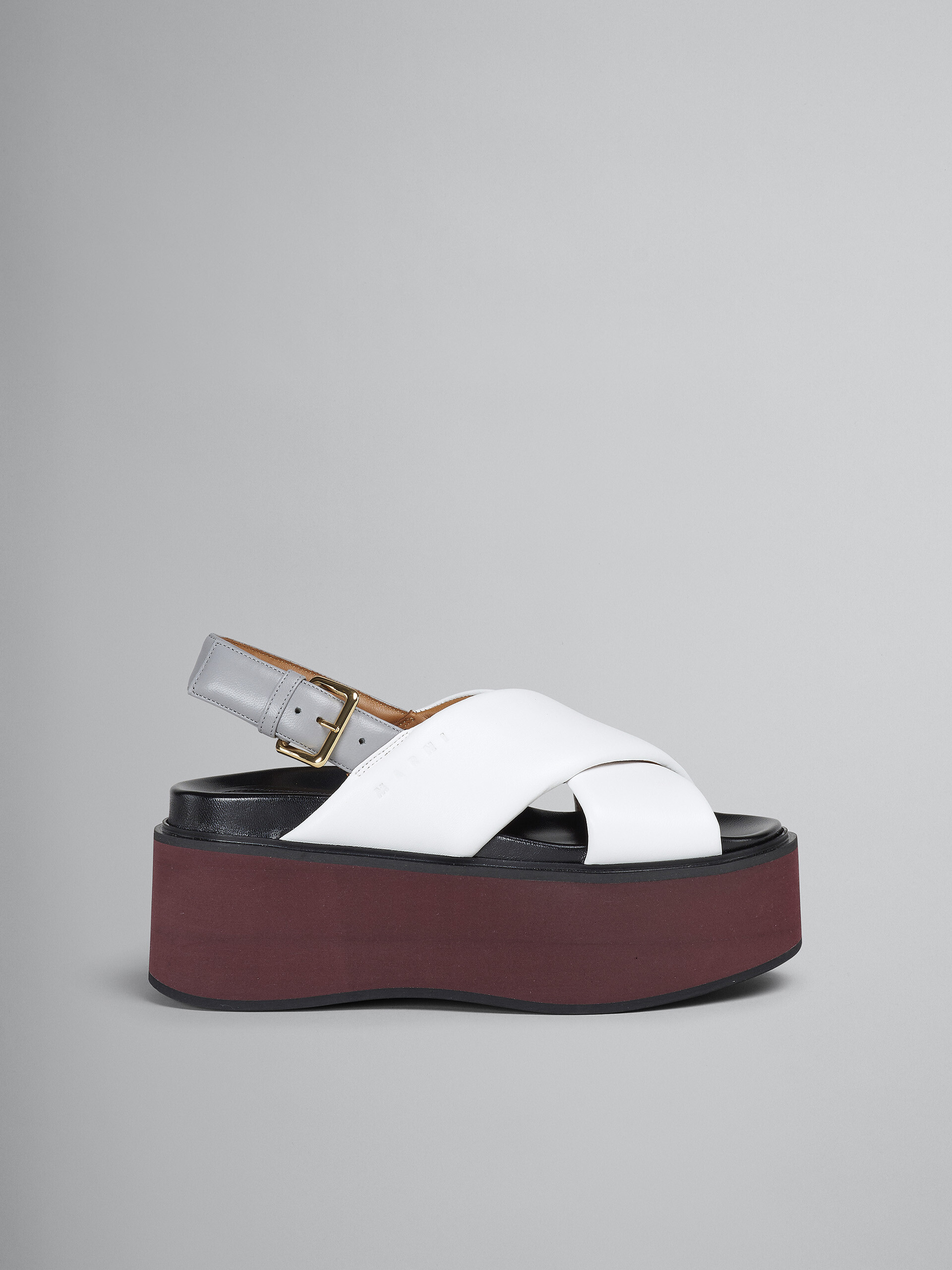 White and grey leather wedge - Sandals - Image 1
