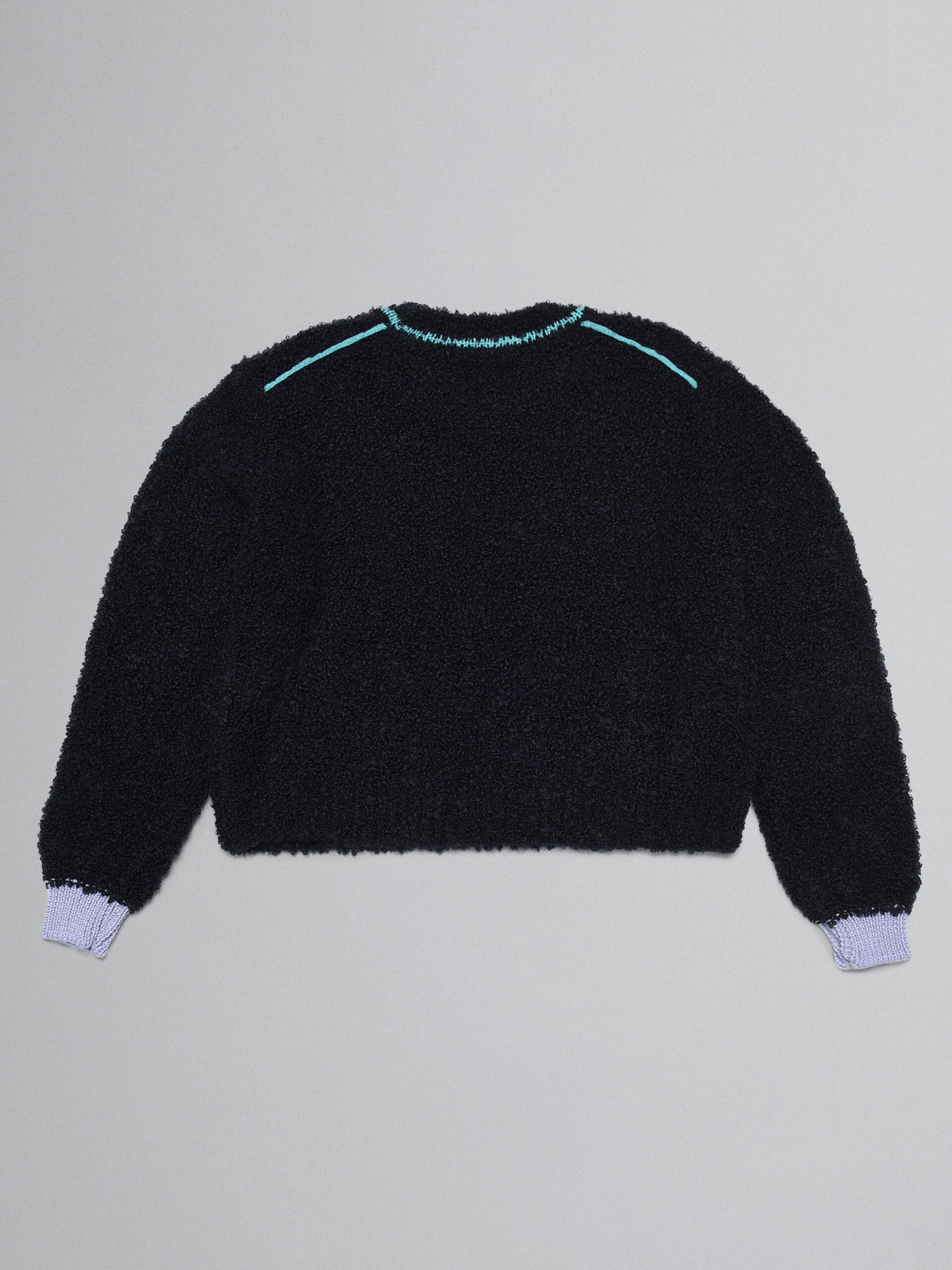 Navy blue teddy sweater with embroidery - Knitwear - Image 2