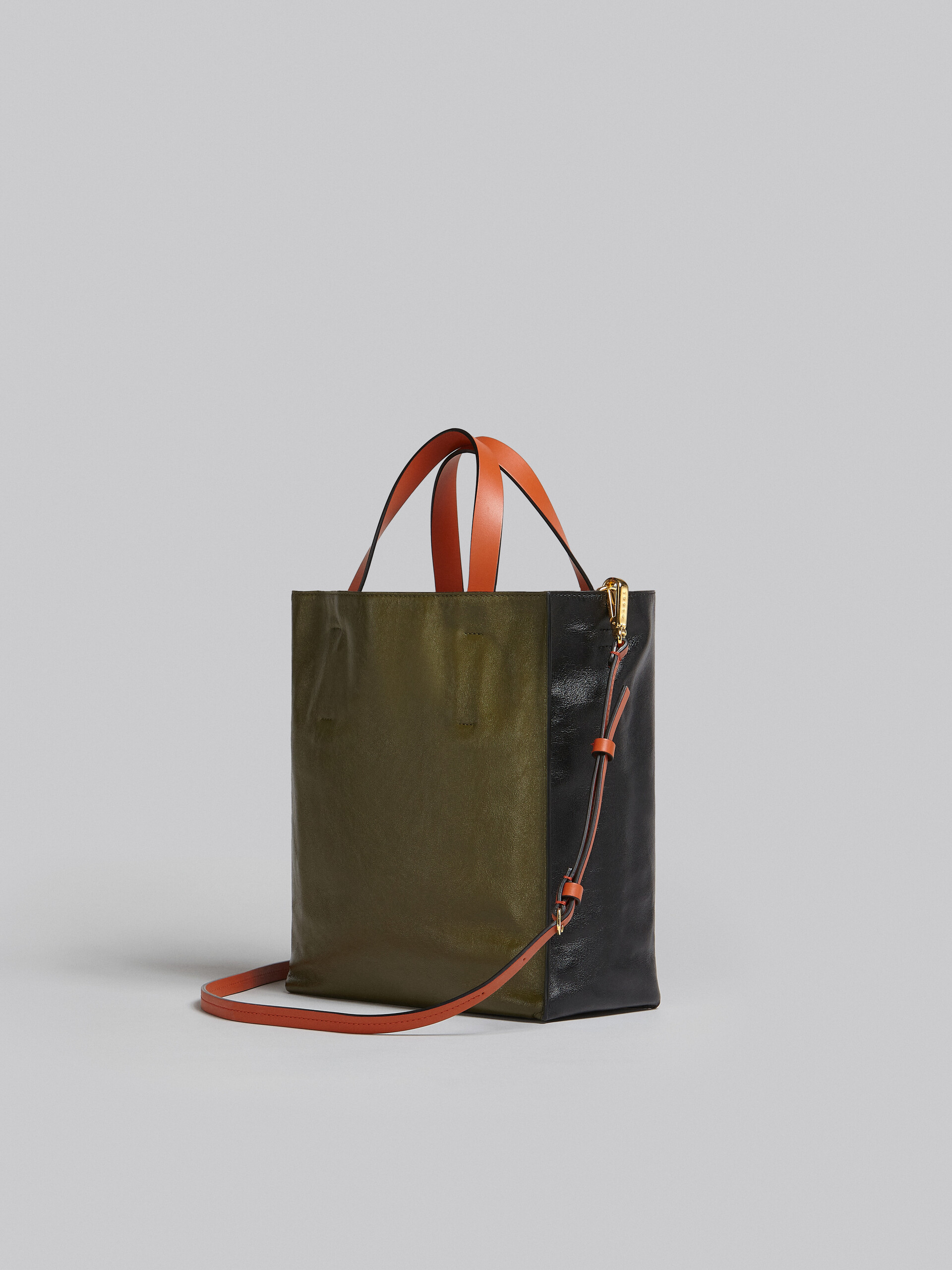 Black green orange tumbled leather MUSEO SOFT bag - Shopping Bags - Image 3